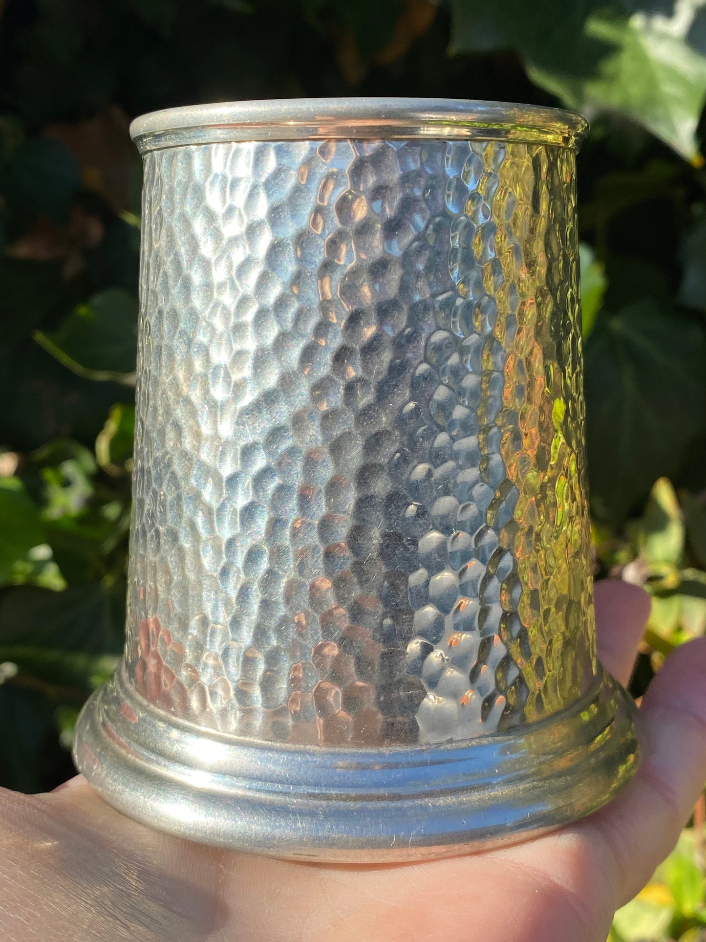 Kitsch KIRRA PEWTER 1970s Glass Bottom Pewter Tankard- One for the Road