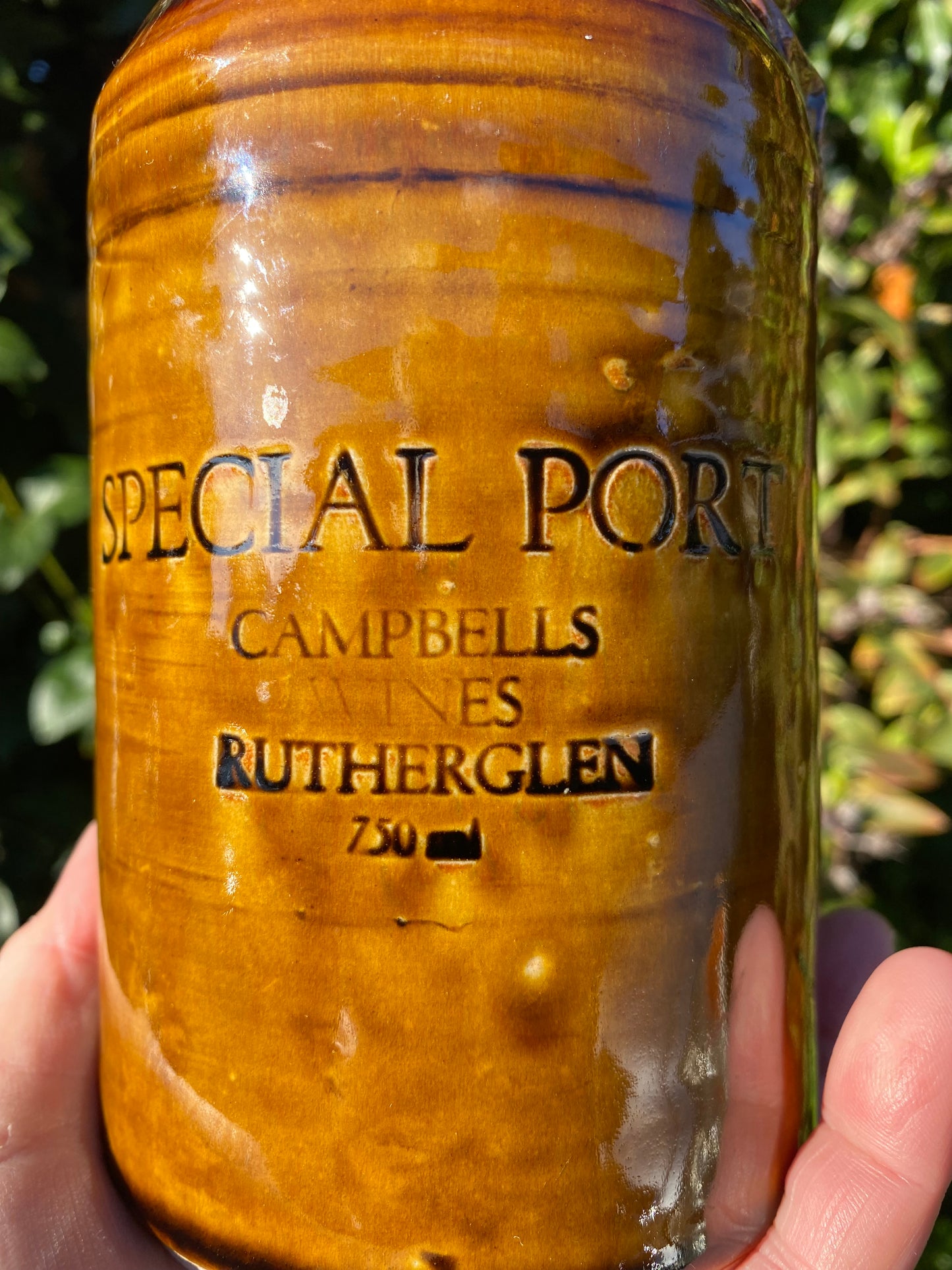 Vintage Rutherglen Campbells Special Port Pottery Decanter