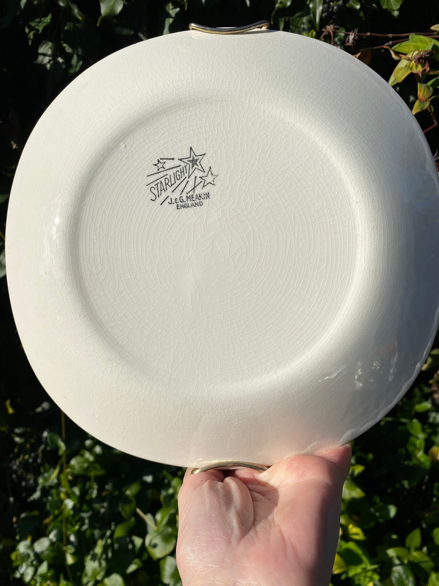 1950s MCM J&G Meakin England ’Starlight’ starburst serving plate with detachable handle