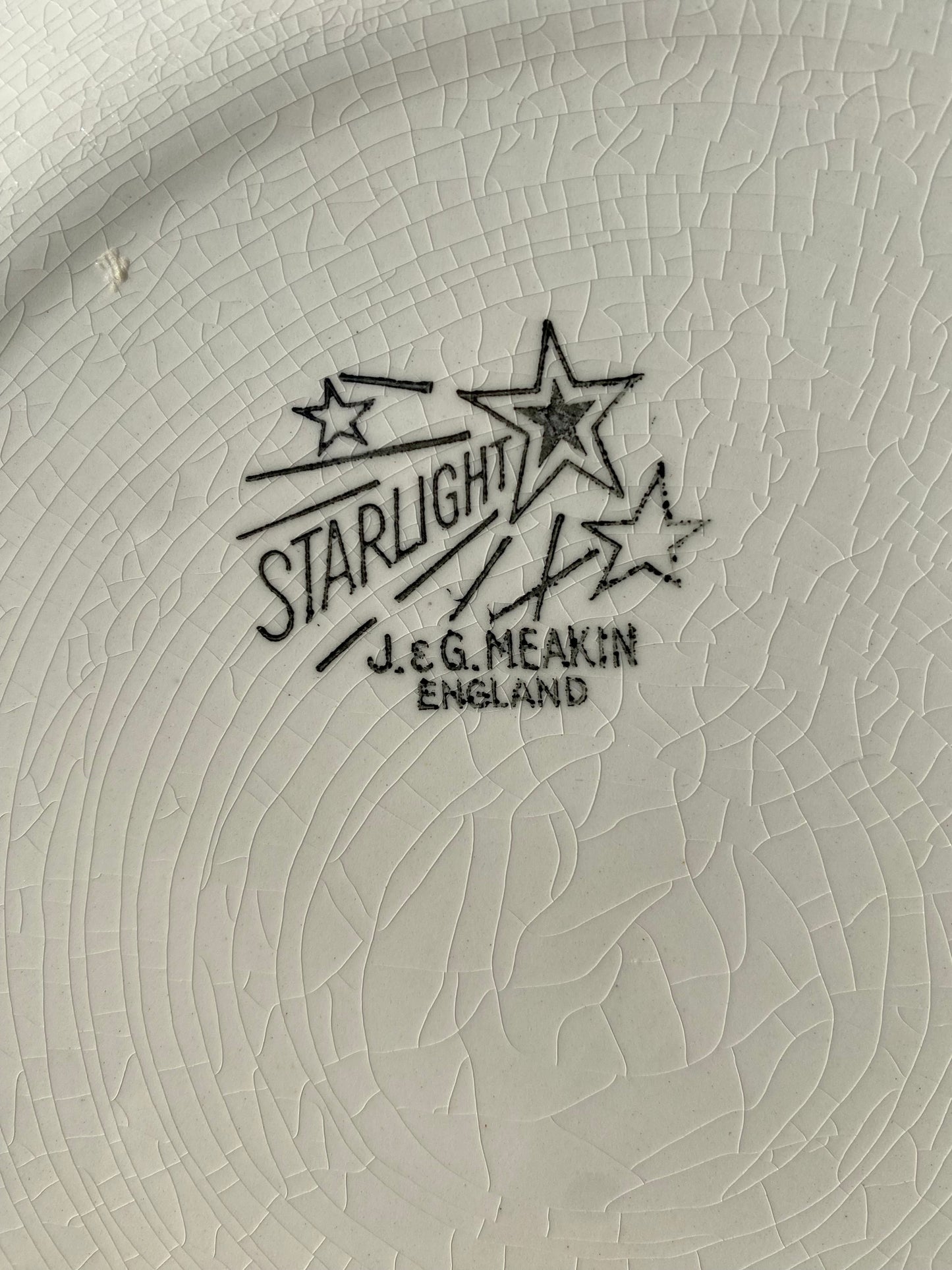 1950s MCM J&G Meakin England ’Starlight’ starburst serving plate with detachable handle