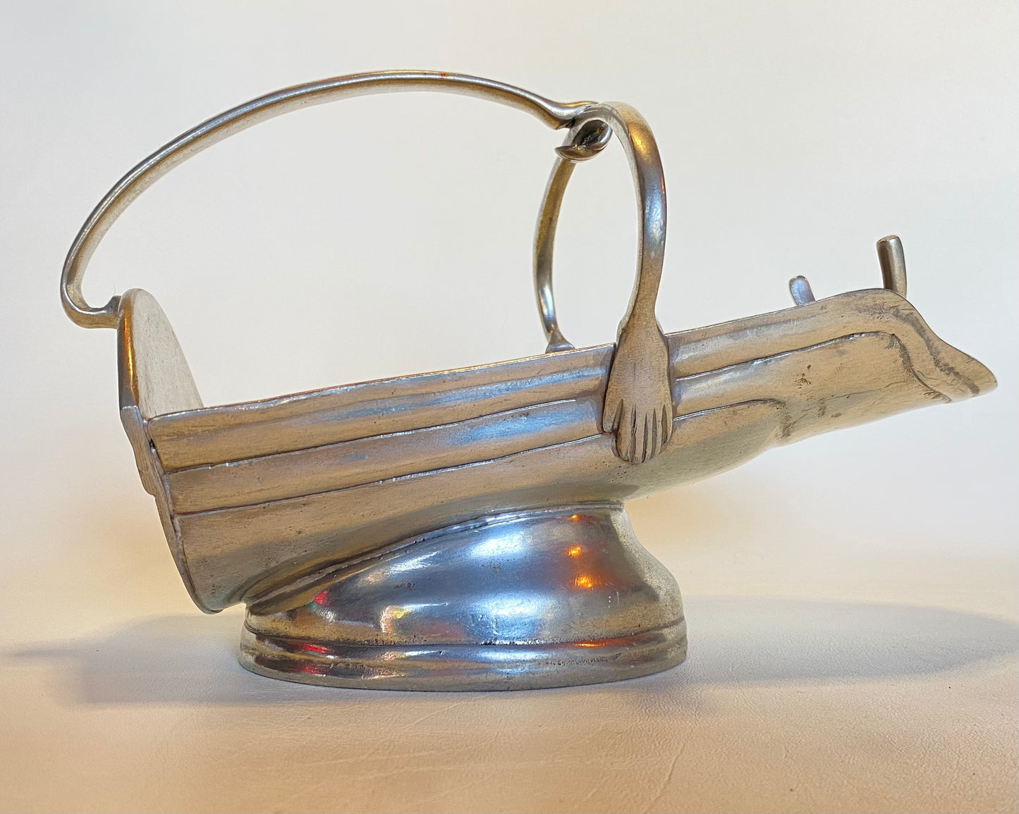 Vintage Pewter Wine Bottle Cradle