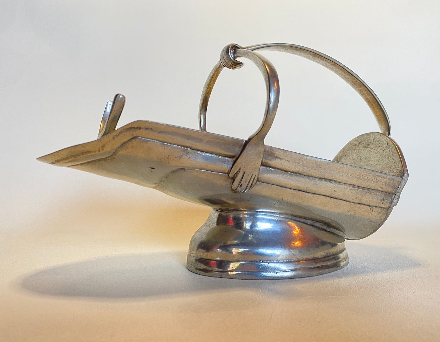 Vintage Pewter Wine Bottle Cradle