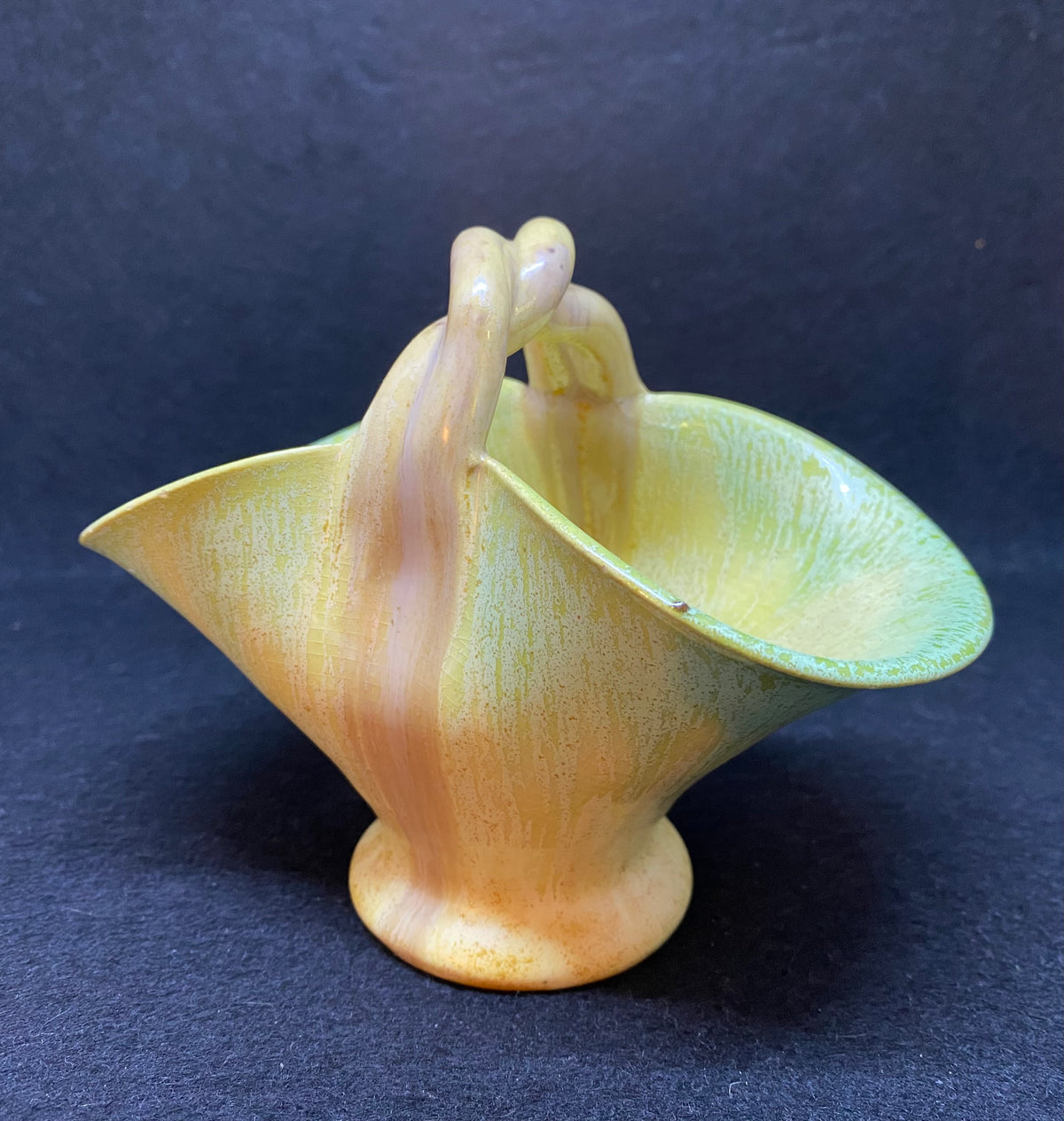 Remued series 1-6 twist handled pottery vase - light green -yellow