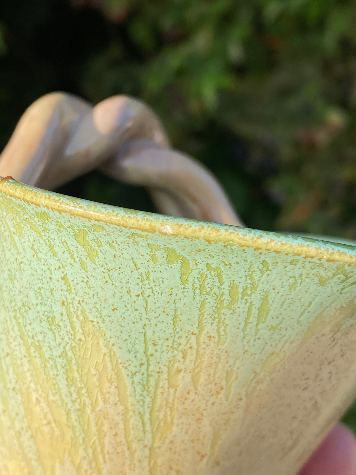 Remued series 1-6 twist handled pottery vase - light green -yellow