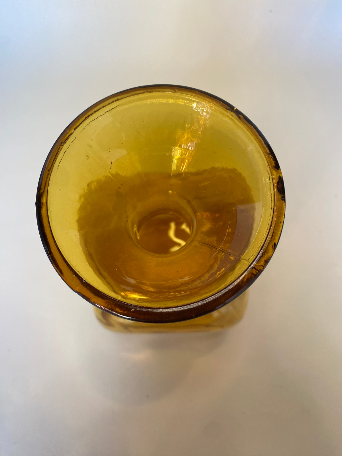 AMBER Vintage 1960s Mid-Century Italian Empoli Glass Decanter with Ball Stopper