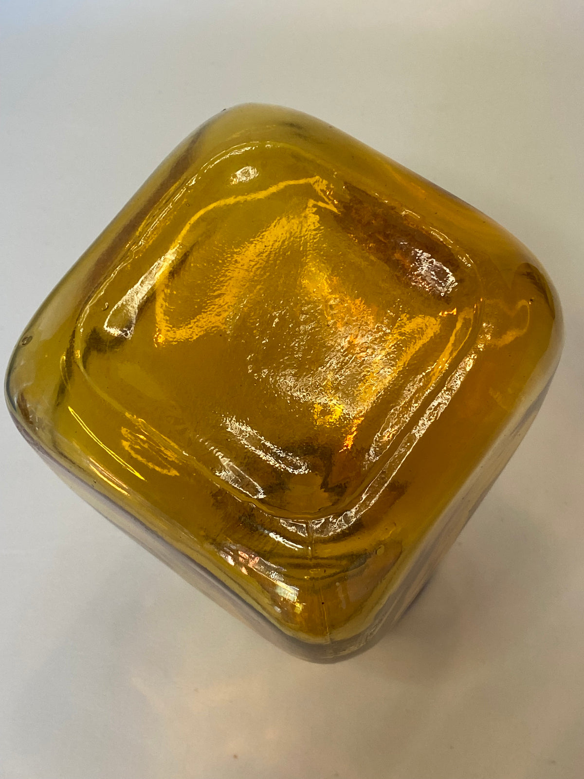 AMBER Vintage 1960s Mid-Century Italian Empoli Glass Decanter with Ball Stopper