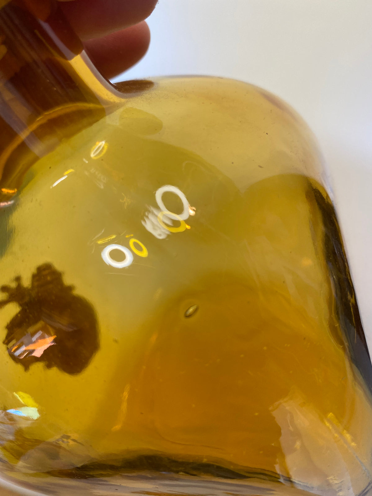 AMBER Vintage 1960s Mid-Century Italian Empoli Glass Decanter with Ball Stopper