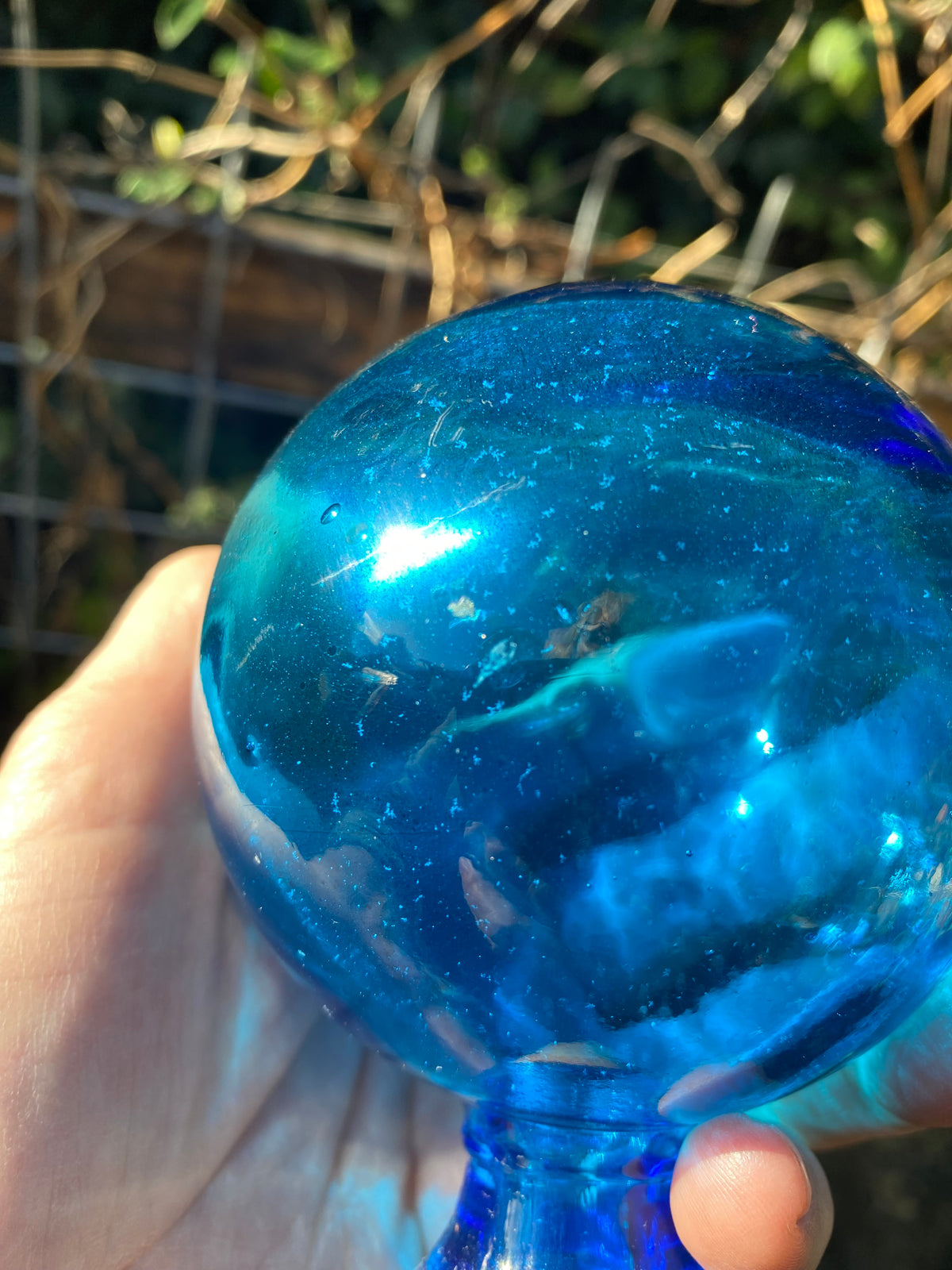 BLUE Vintage Mid-Century Empoli Italian Glass Decanter with Ball Stopper