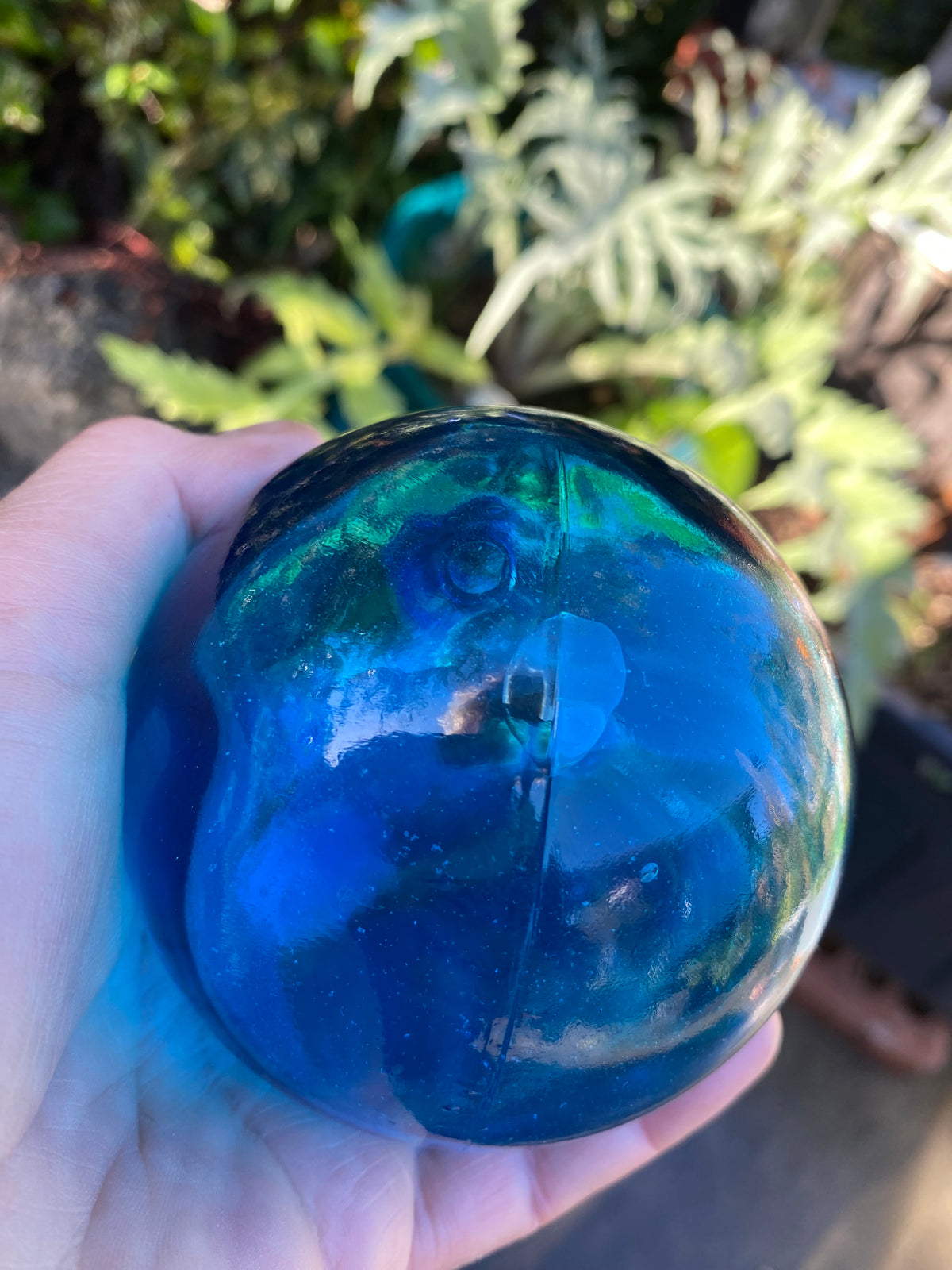 BLUE Vintage Mid-Century Empoli Italian Glass Decanter with Ball Stopper