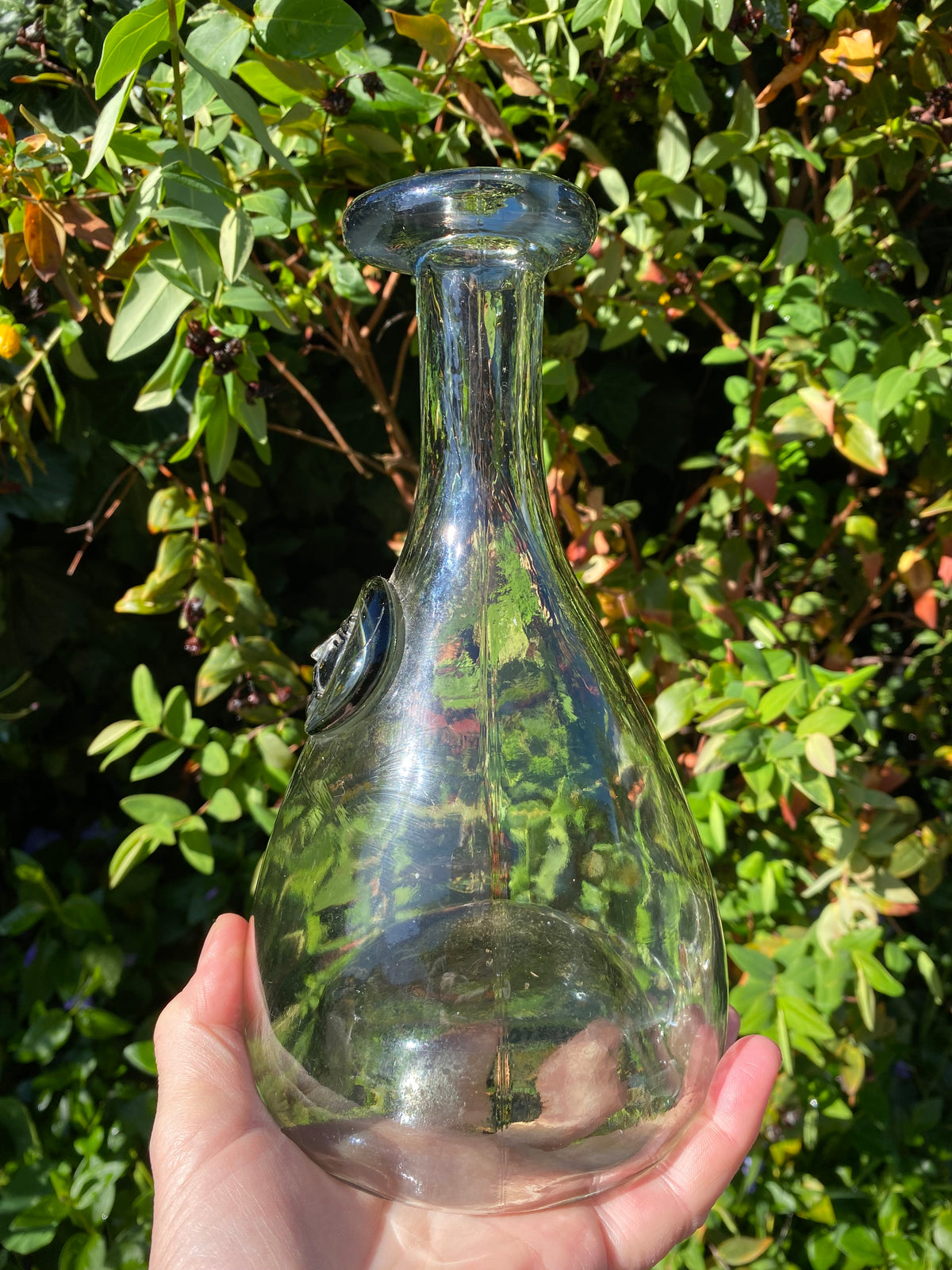 Vintage Holmegaard "Viking" glass decanter designed by Ole Winther - light smoke-grey hue
