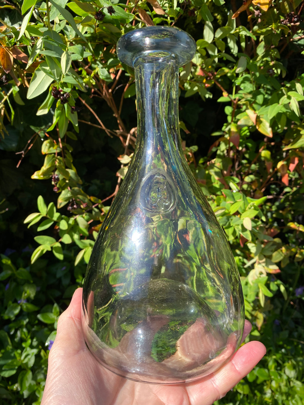 Vintage Holmegaard "Viking" glass decanter designed by Ole Winther - light smoke-grey hue