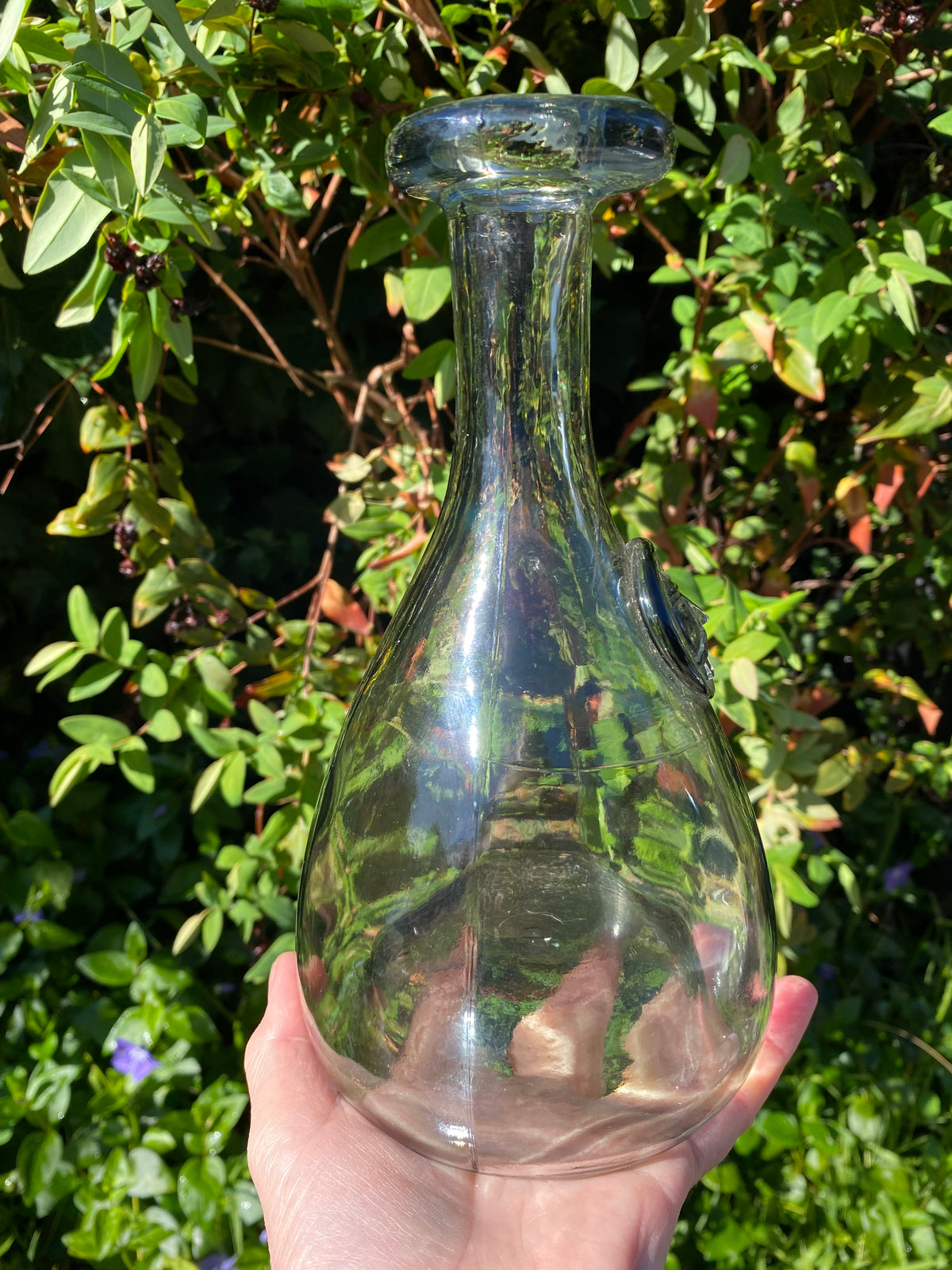 Vintage Holmegaard "Viking" glass decanter designed by Ole Winther - light smoke-grey hue