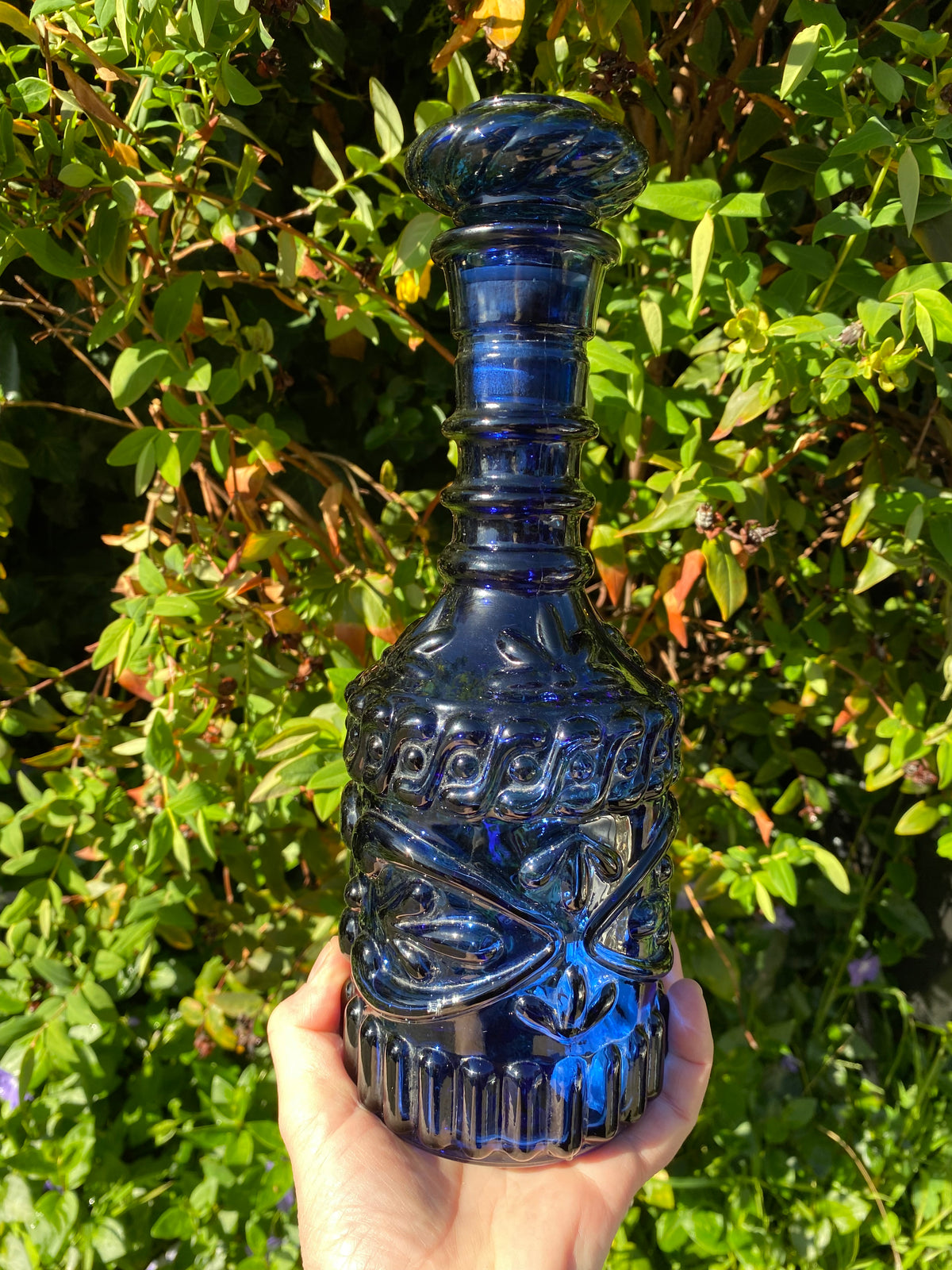 Vintage 1970s Jim Beam Bottle Decanter - BLUE