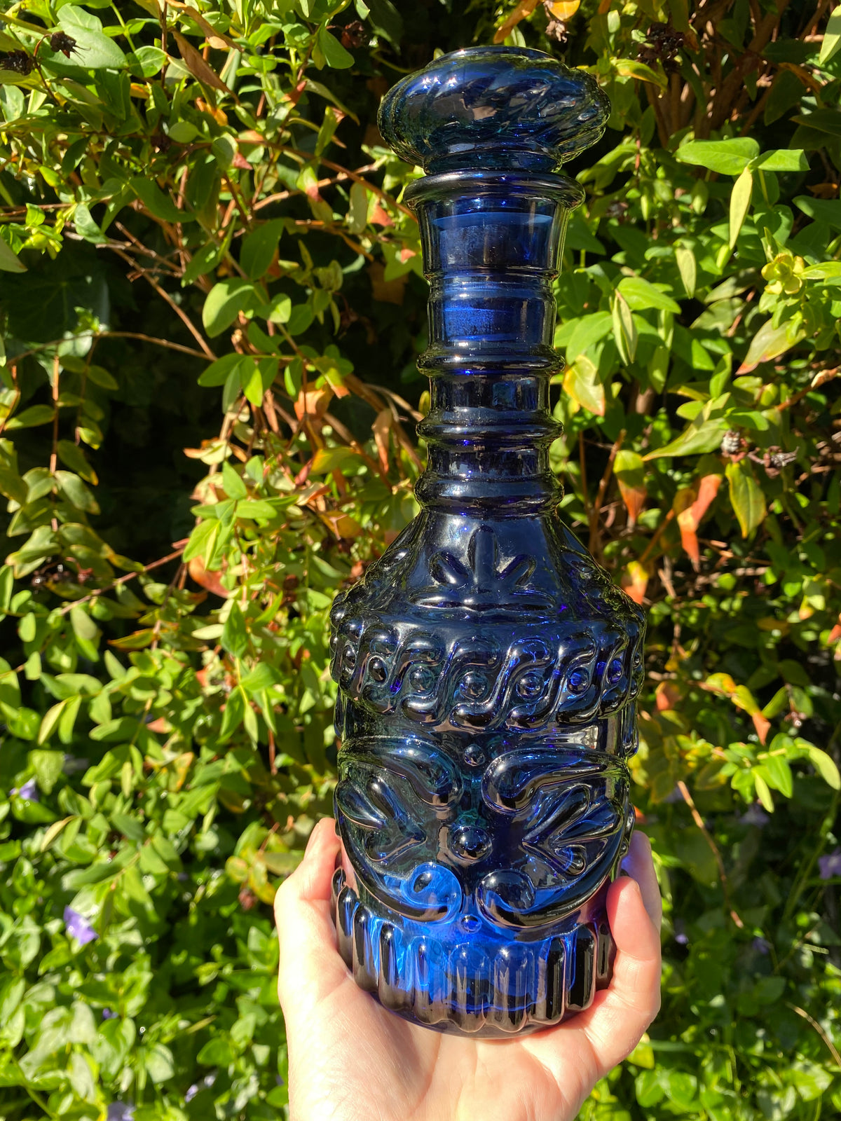 Vintage 1970s Jim Beam Bottle Decanter - BLUE
