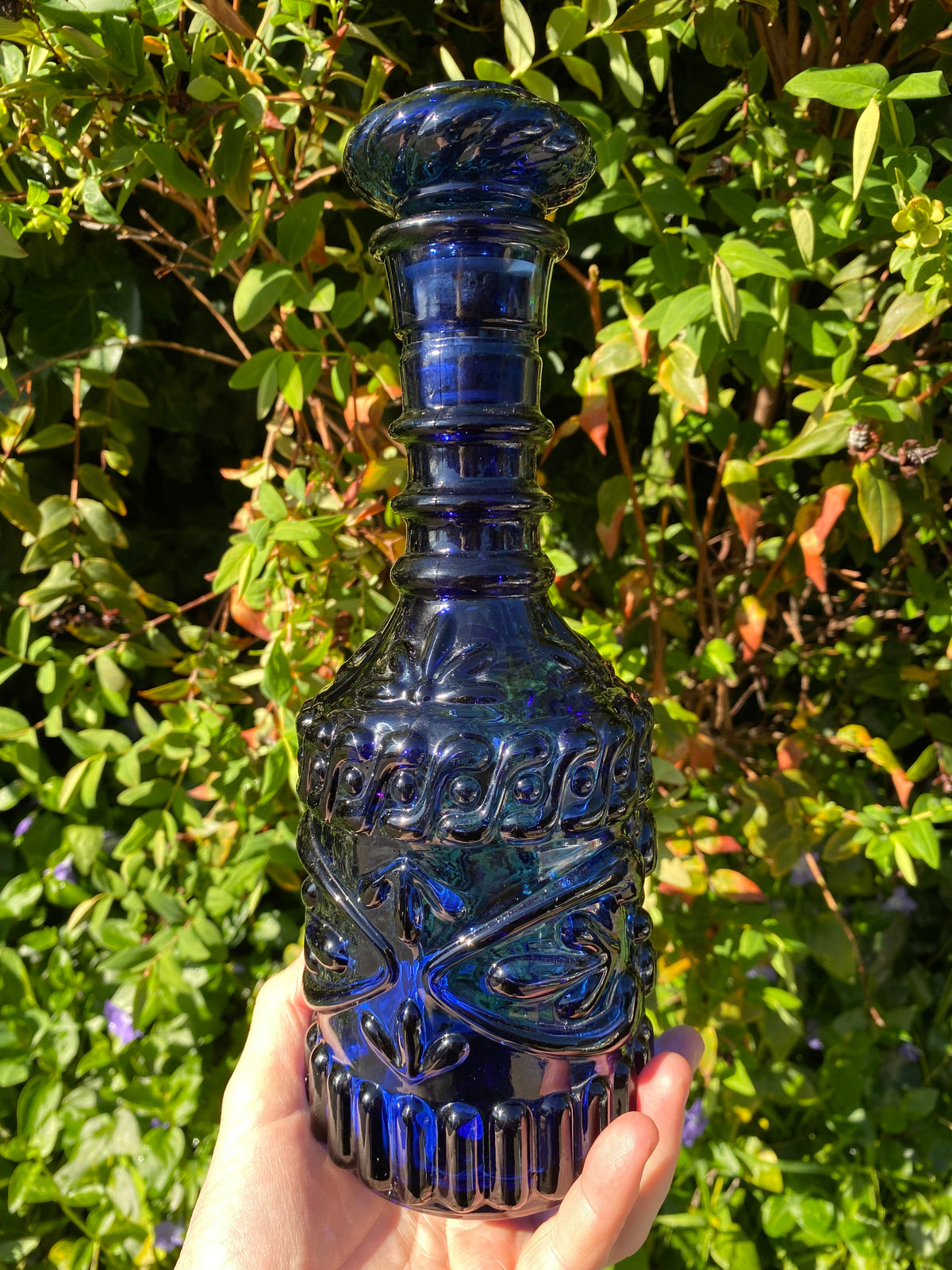 Vintage 1970s Jim Beam Bottle Decanter - BLUE