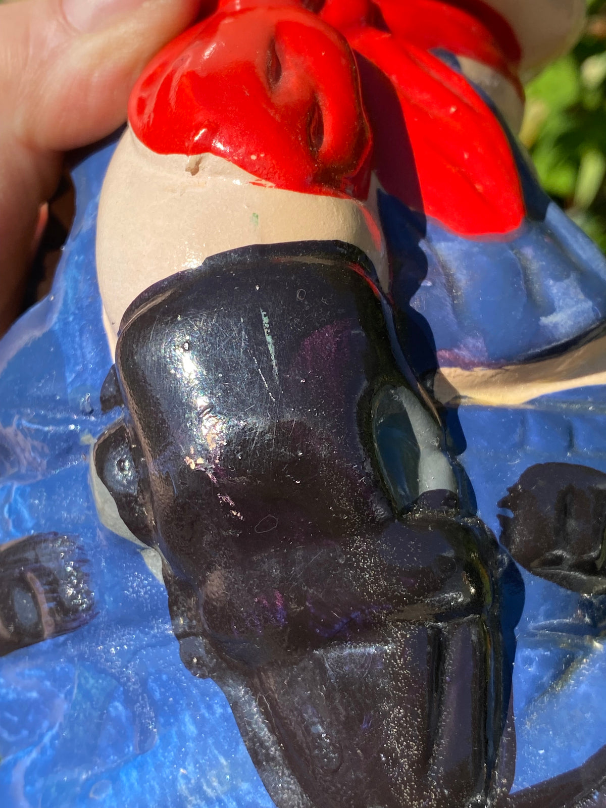 Vintage ceramic Cowboy Pig utensils holder