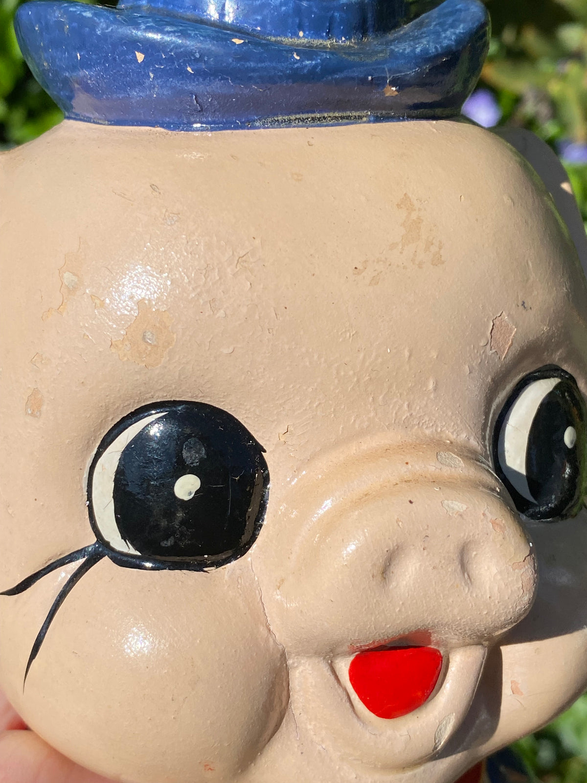 Vintage ceramic Cowboy Pig utensils holder