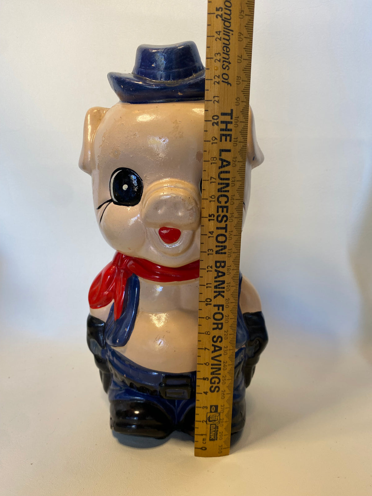 Vintage ceramic Cowboy Pig utensils holder
