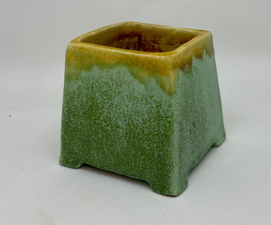 Vintage pottery Art Deco small square vase