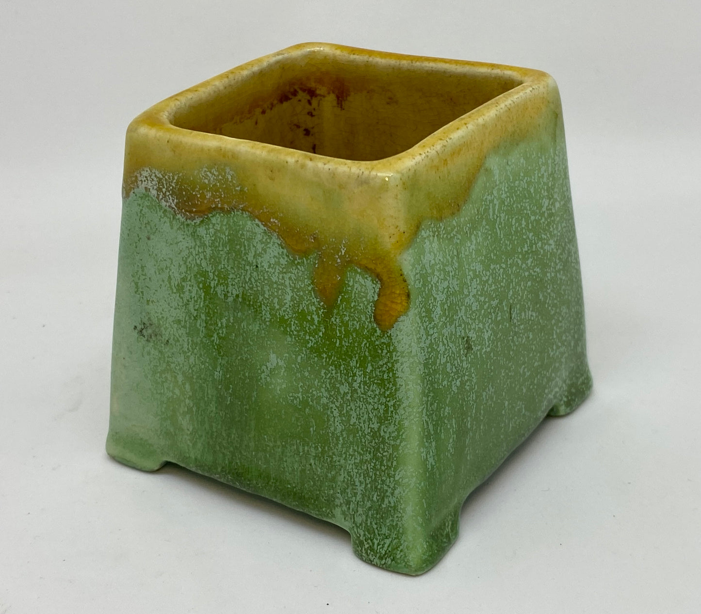 Vintage pottery Art Deco small square vase