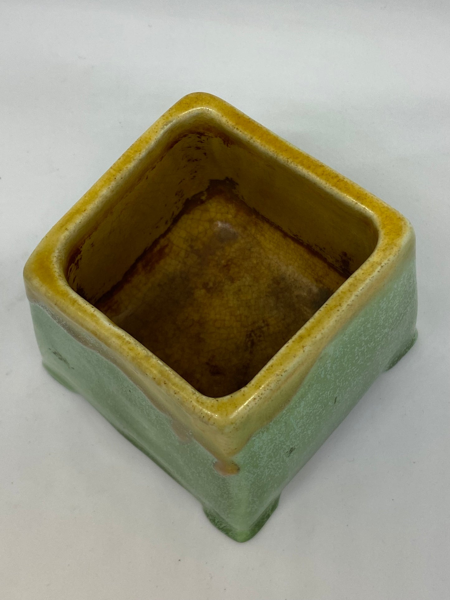 Vintage pottery Art Deco small square vase