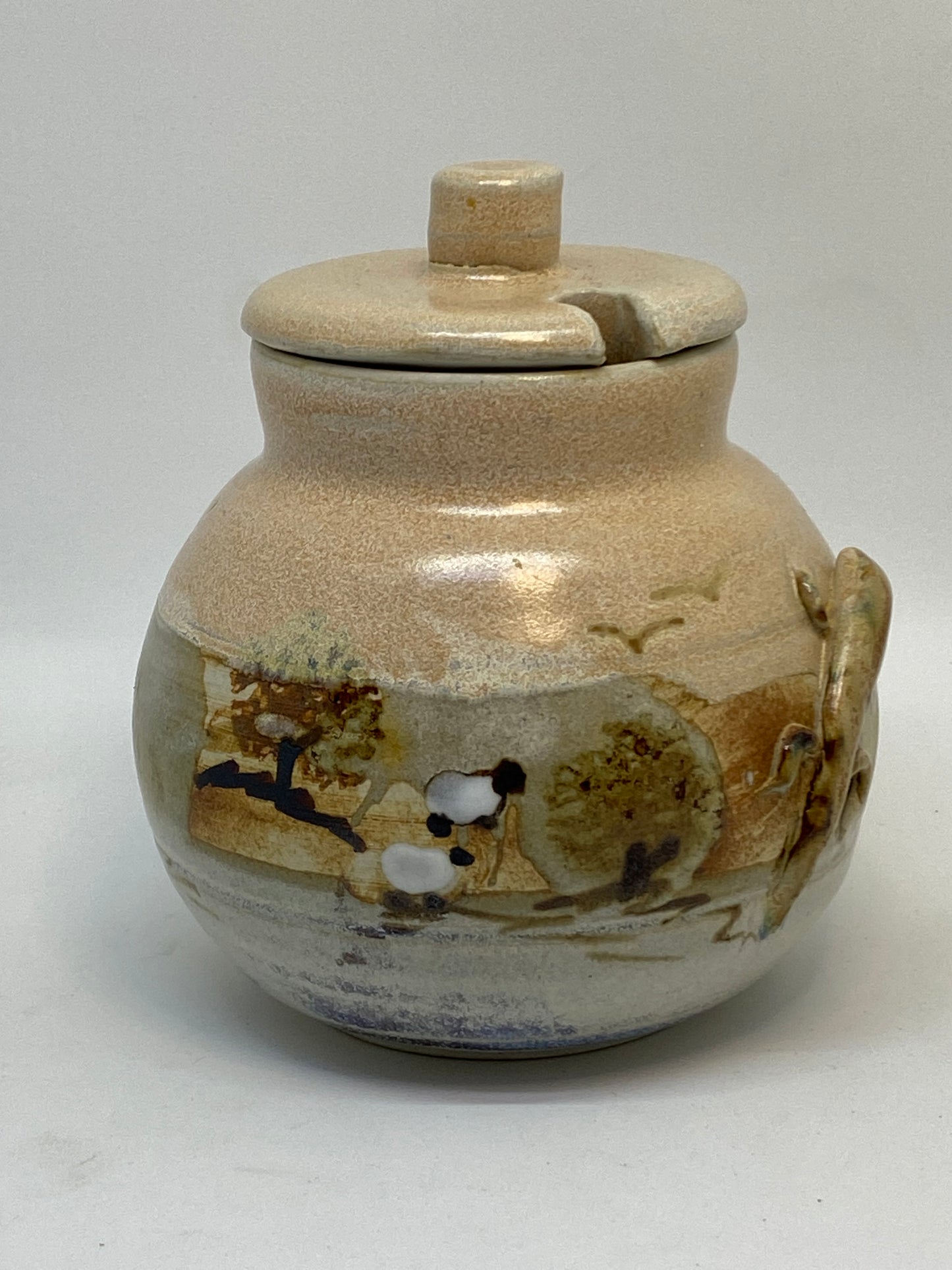 Tasmanian Pottery Juanita Stevens (Sheep) Sugar Pot with Lid