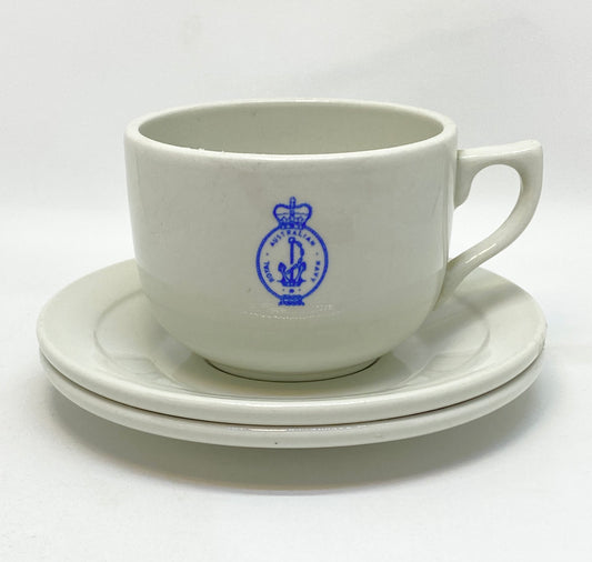 Royal Australian Navy cup and 2 saucers BRISTLE SUPER VITRIFIED CHINA