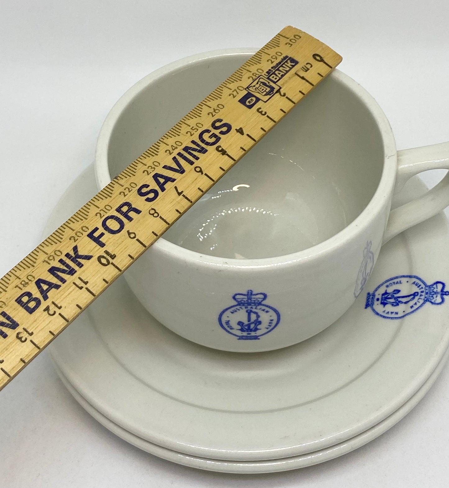 Royal Australian Navy cup and 2 saucers BRISTLE SUPER VITRIFIED CHINA