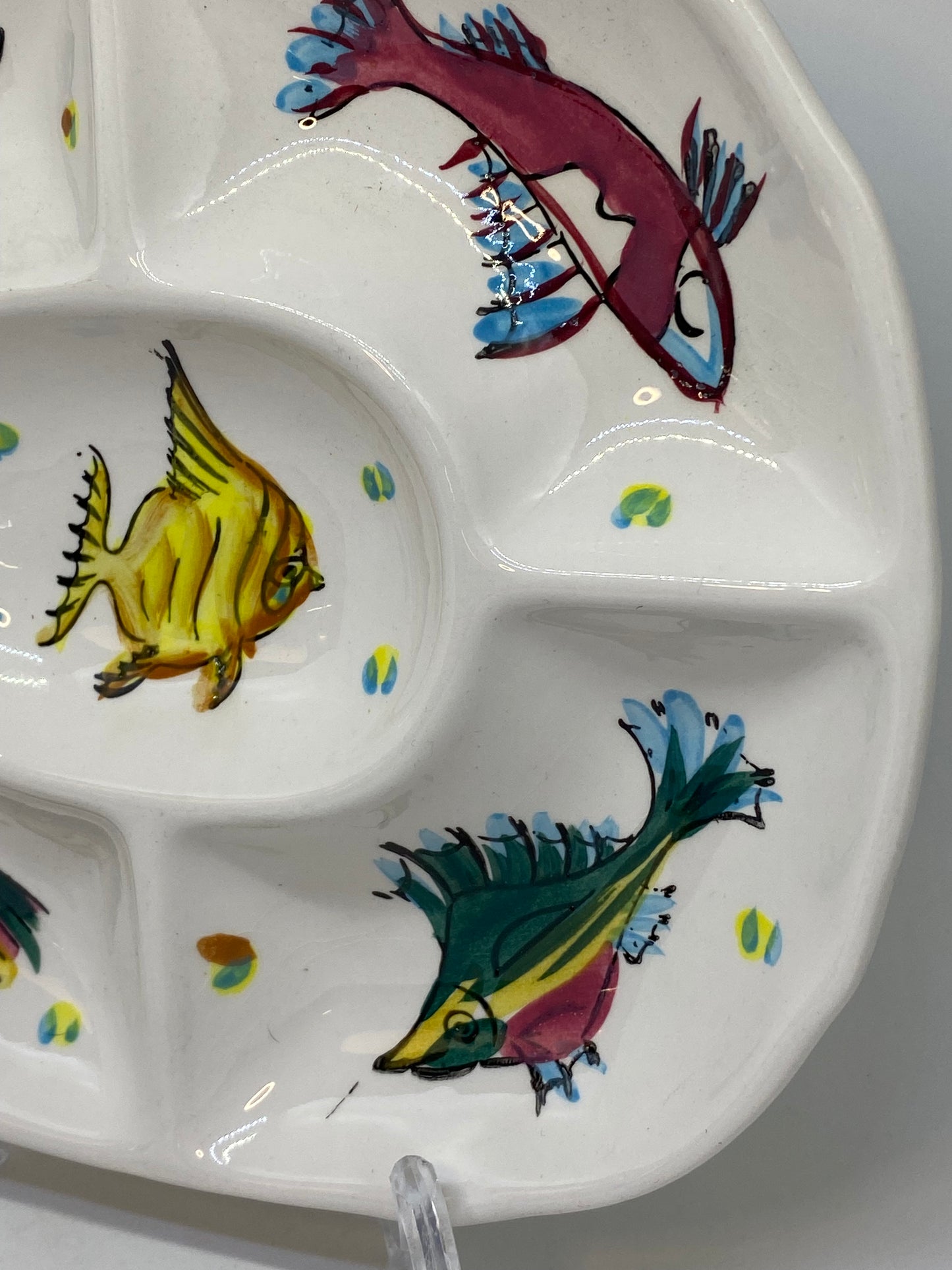 Vintage Japanese Ironstone Ware - Hand Painted Fish Entertaining Dish