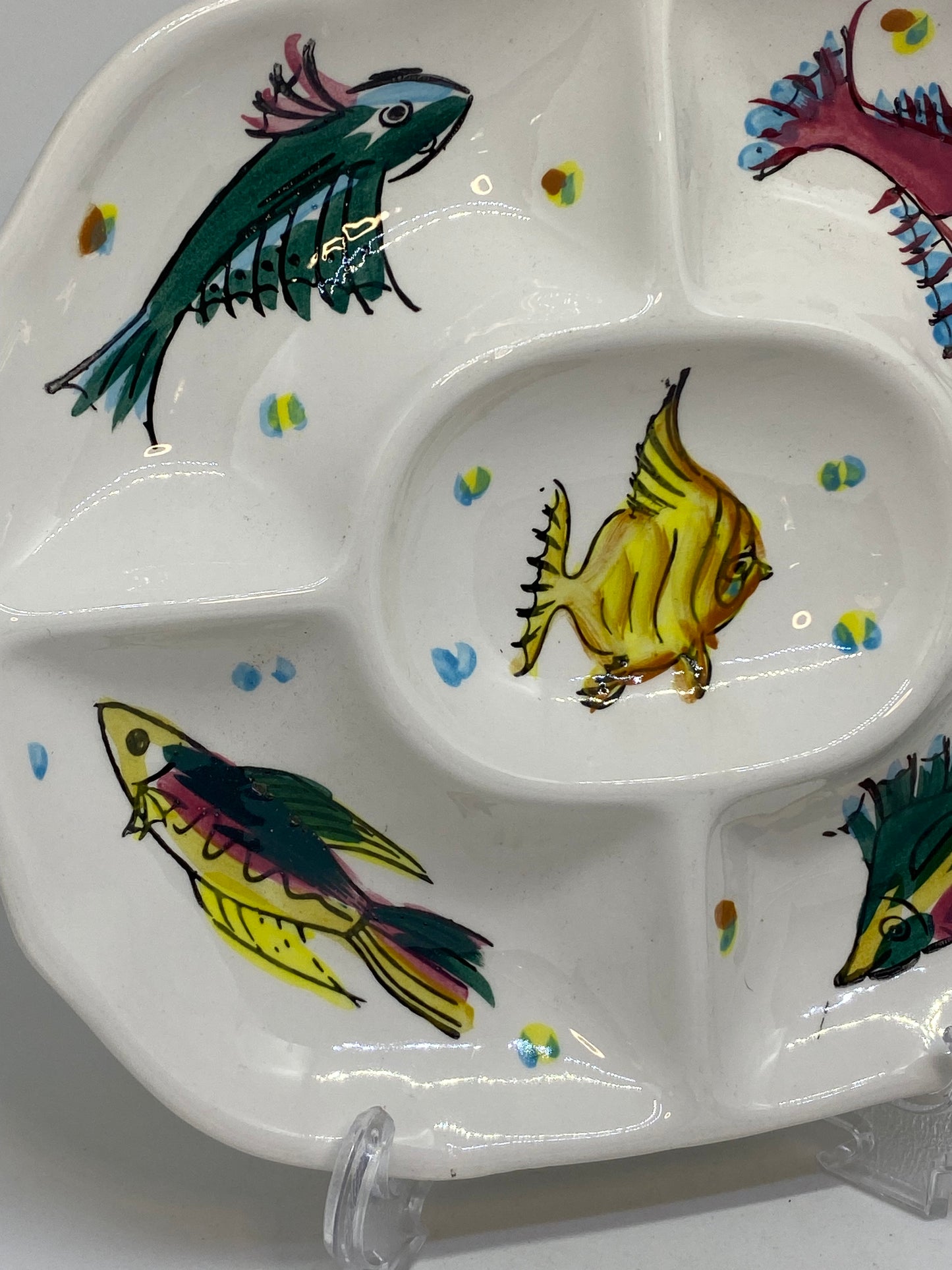 Vintage Japanese Ironstone Ware - Hand Painted Fish Entertaining Dish