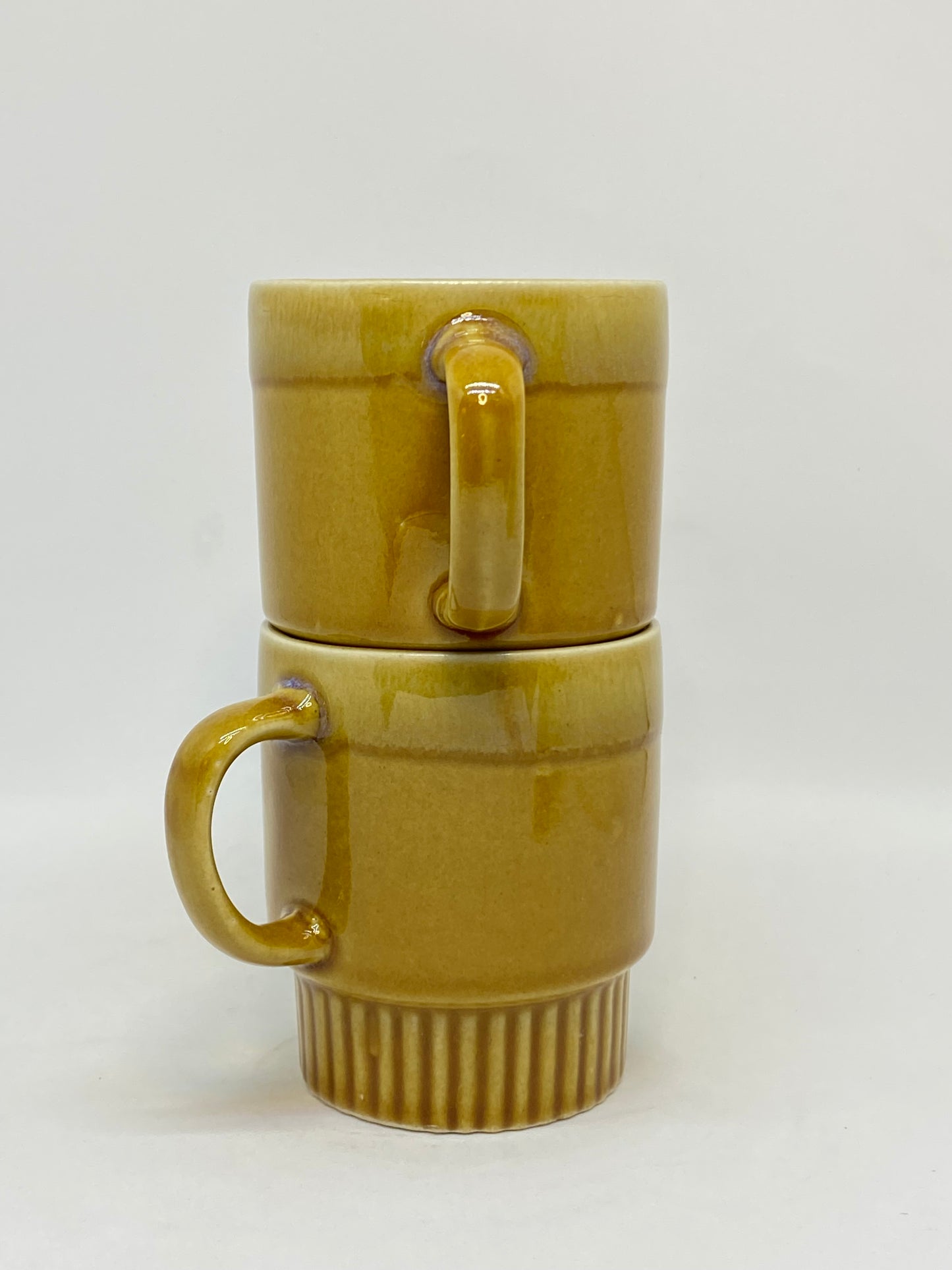 Gloriously golden 1970s pair of vintage stacking cups (2)