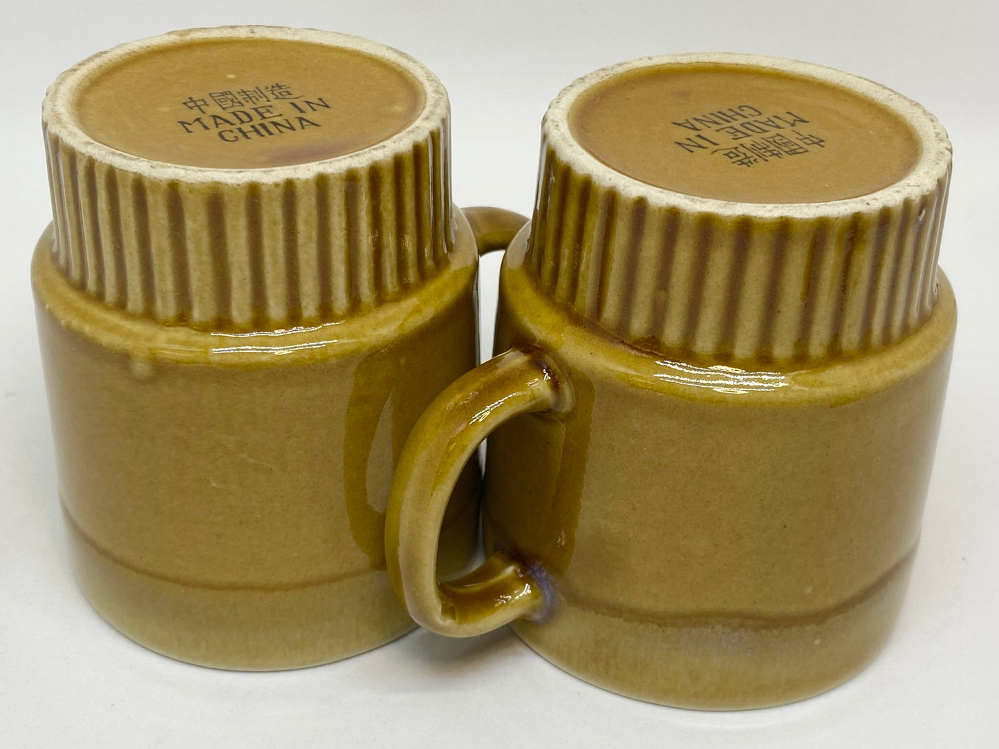 Gloriously golden 1970s pair of vintage stacking cups (2)