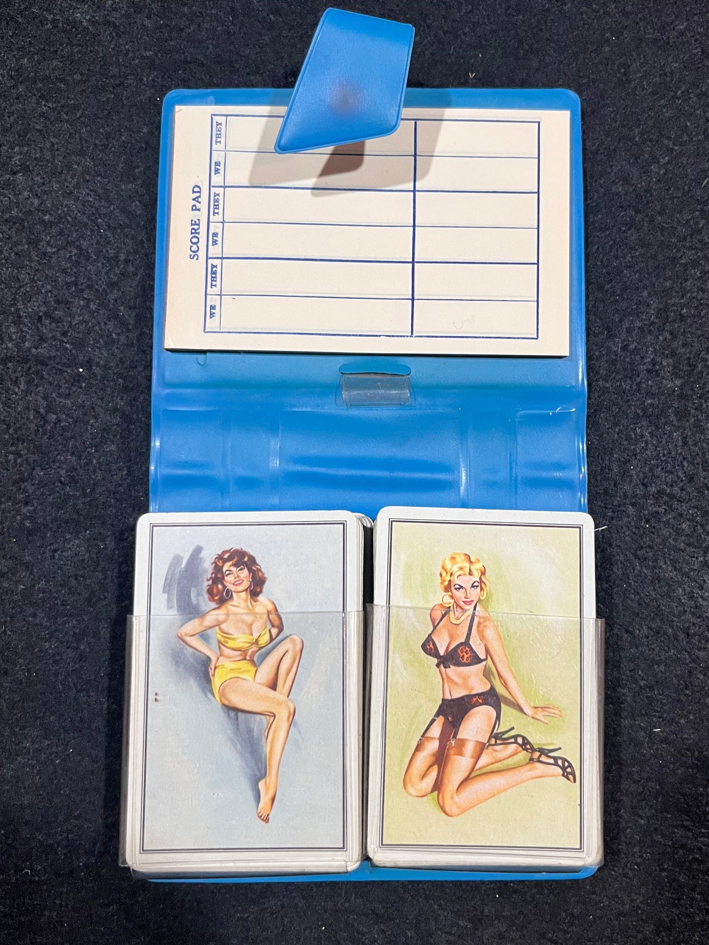 Vintage 1950s Advanced Plastics PTY LTD NSW Double Deck Playing Cards - Bridge - Peter Driben Pin up girls