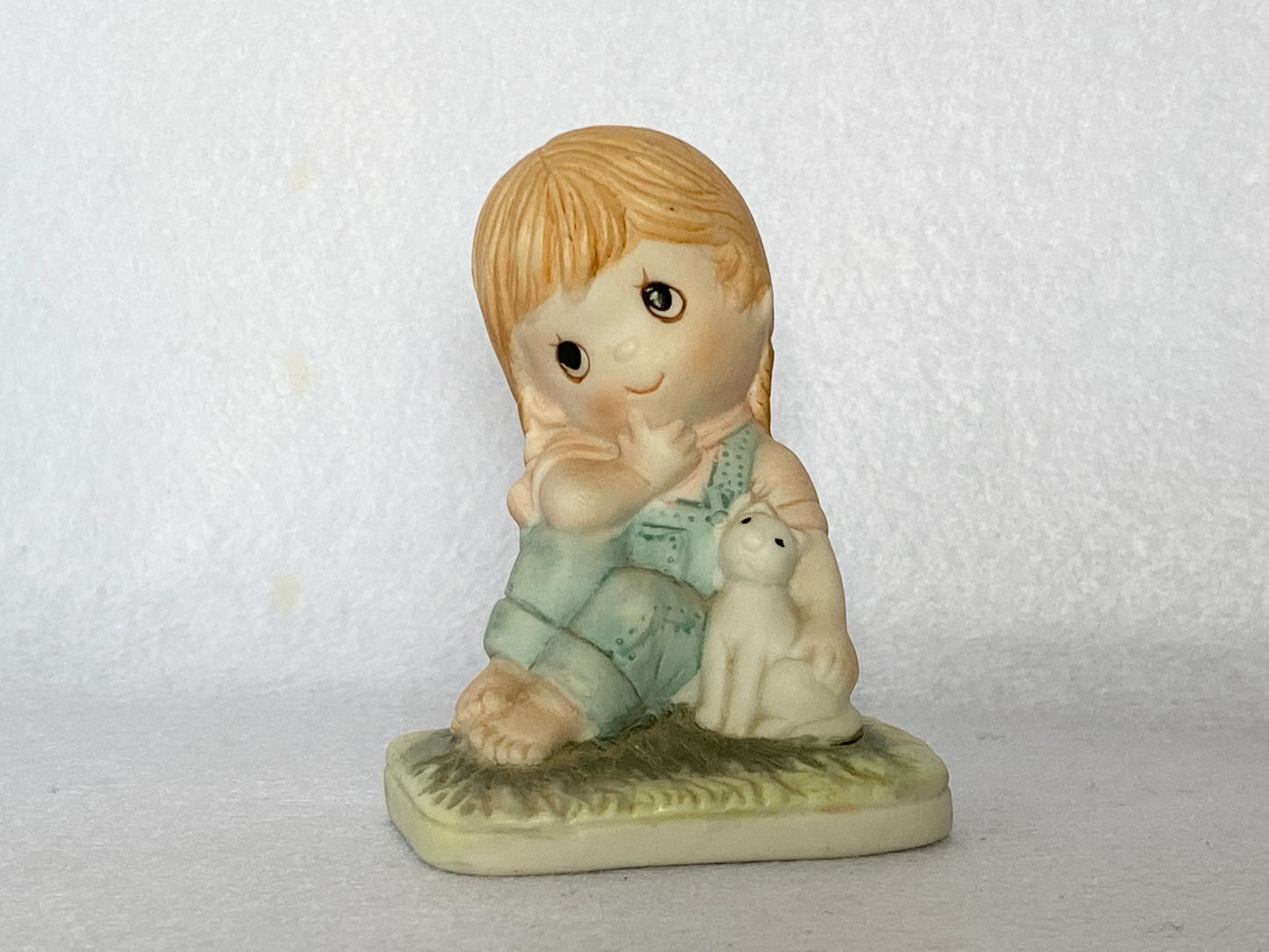 Vintage 1970s Thinking Girl Figure with original Taiwan sticker