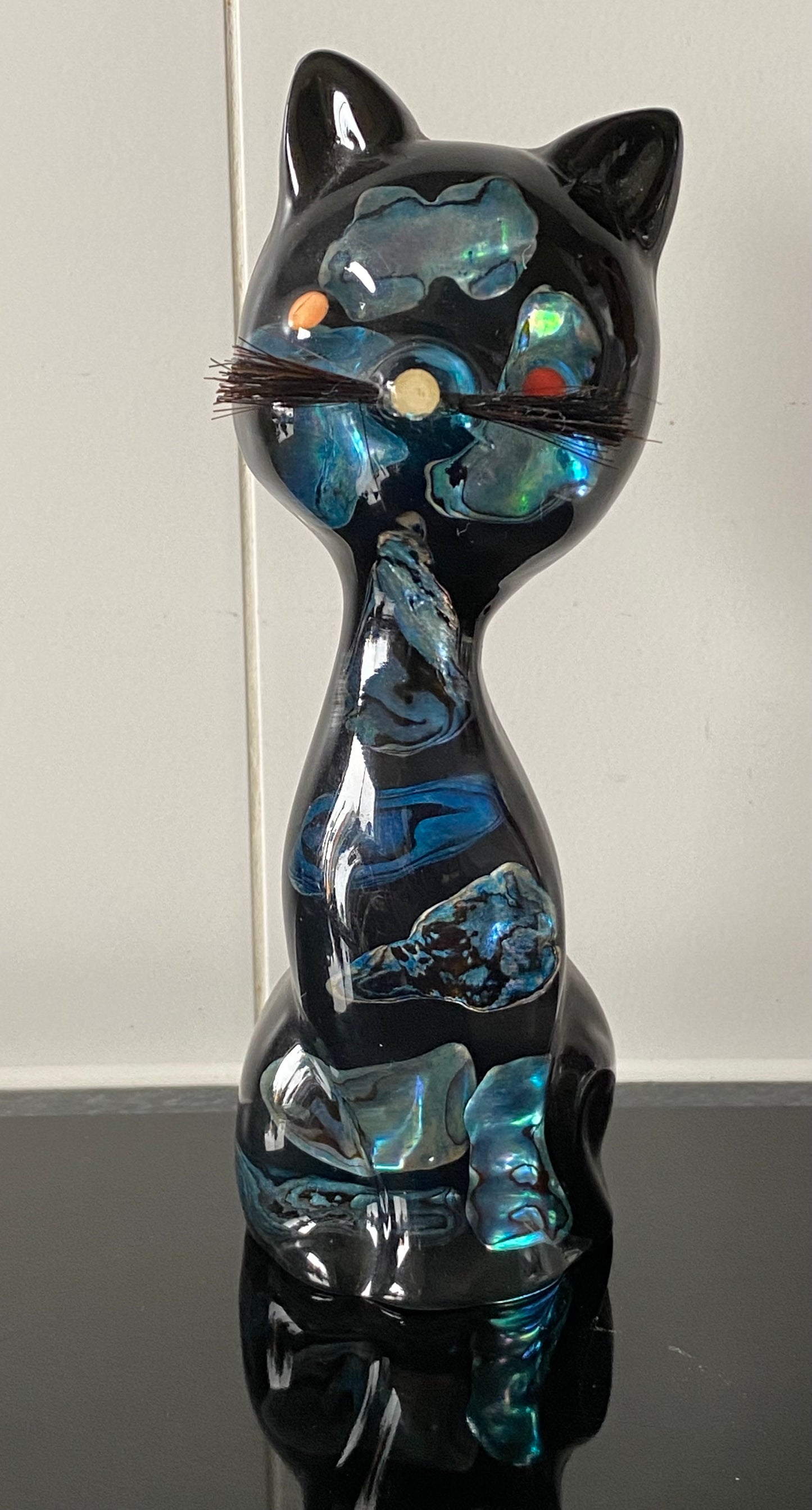 1970s Lucite Resin and Paua Cat - Fiji Souvenir