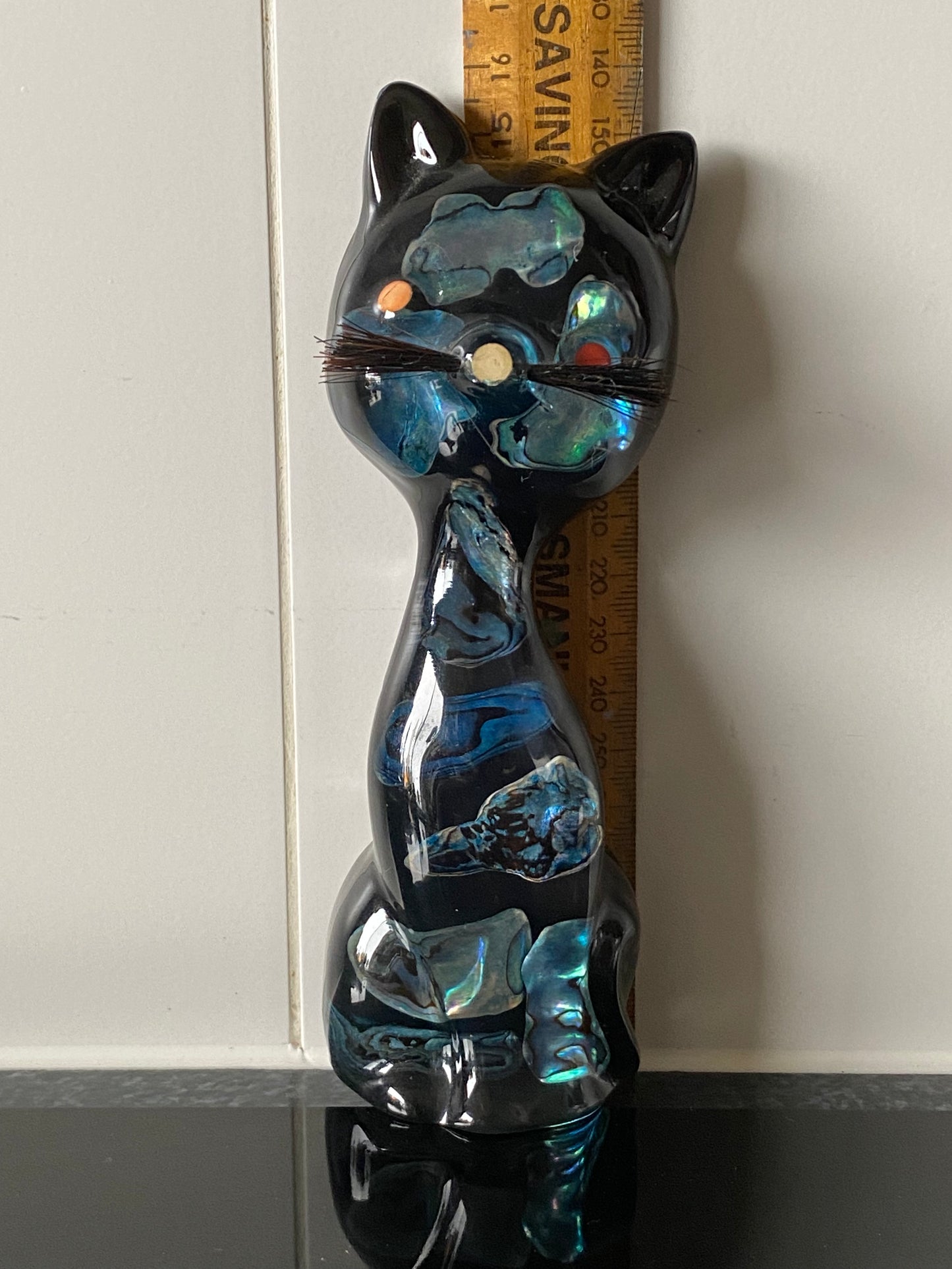 1970s Lucite Resin and Paua Cat - Fiji Souvenir