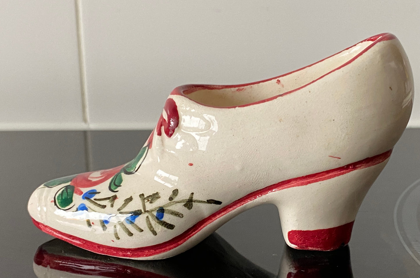 Vintage Italy pottery shoe