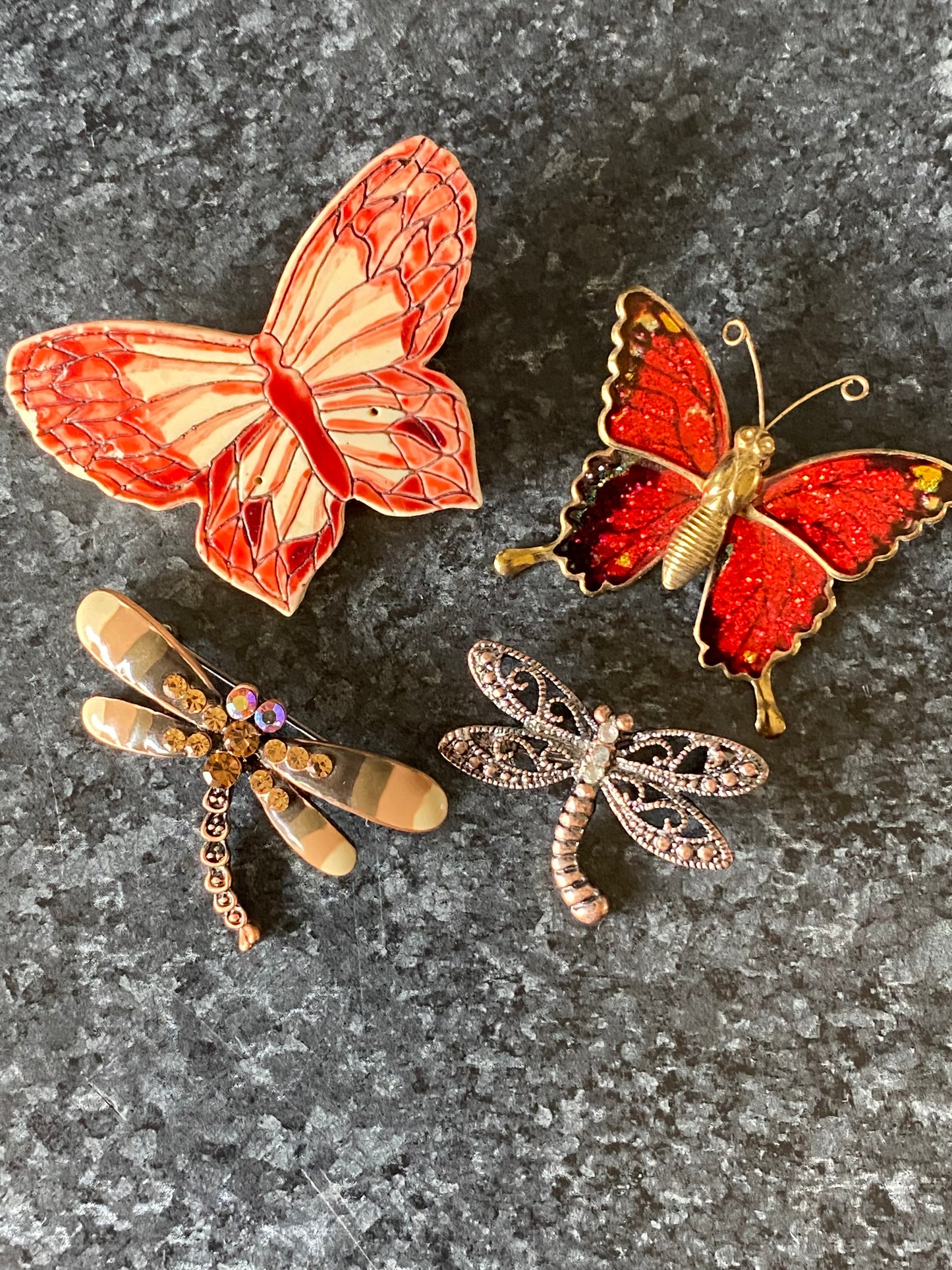 Bevvy of beautiful butterfly /dragonfly brooches