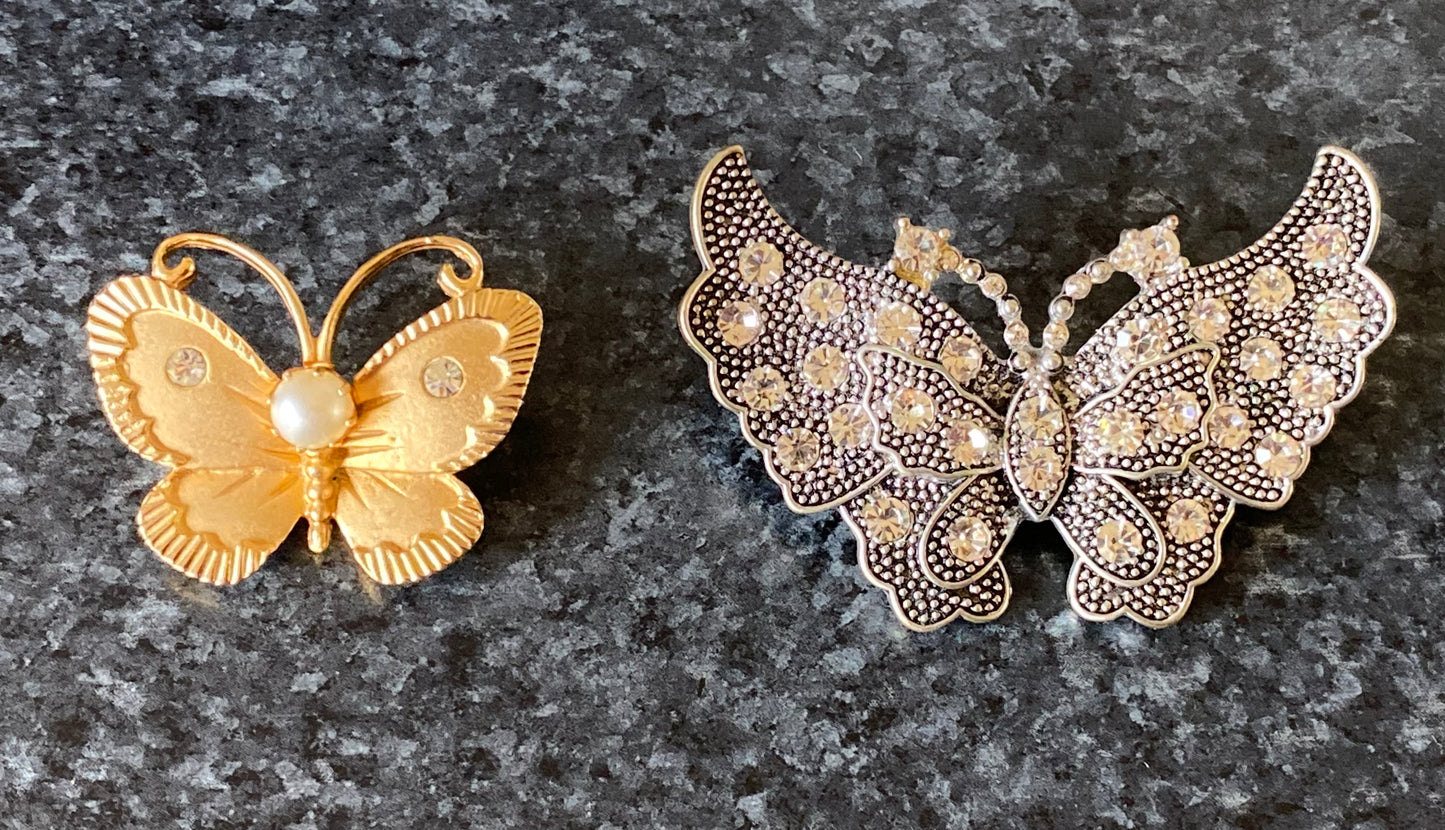 2 Vintage butterfly brooches - one is by Marvella