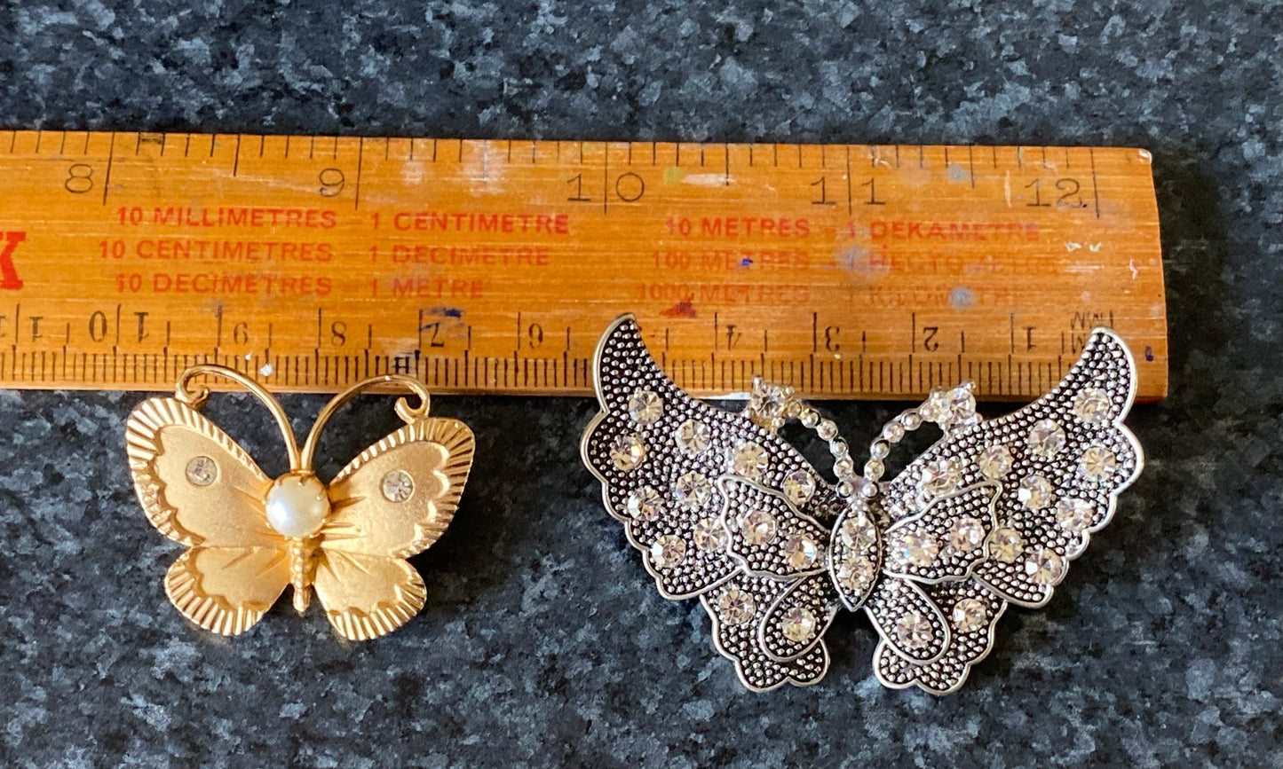 2 Vintage butterfly brooches - one is by Marvella