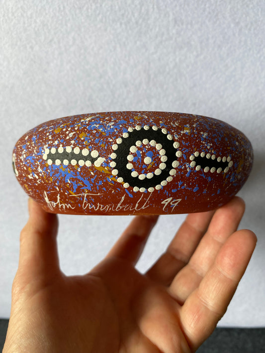 John Turnbull 1999 Aboriginal design crocodile bowl