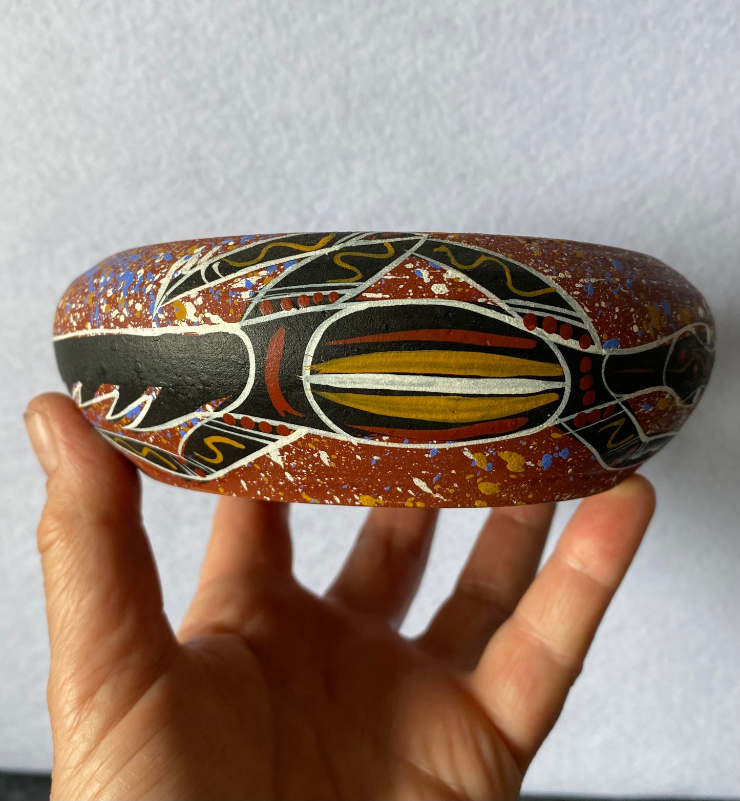 John Turnbull 1999 Aboriginal design crocodile bowl