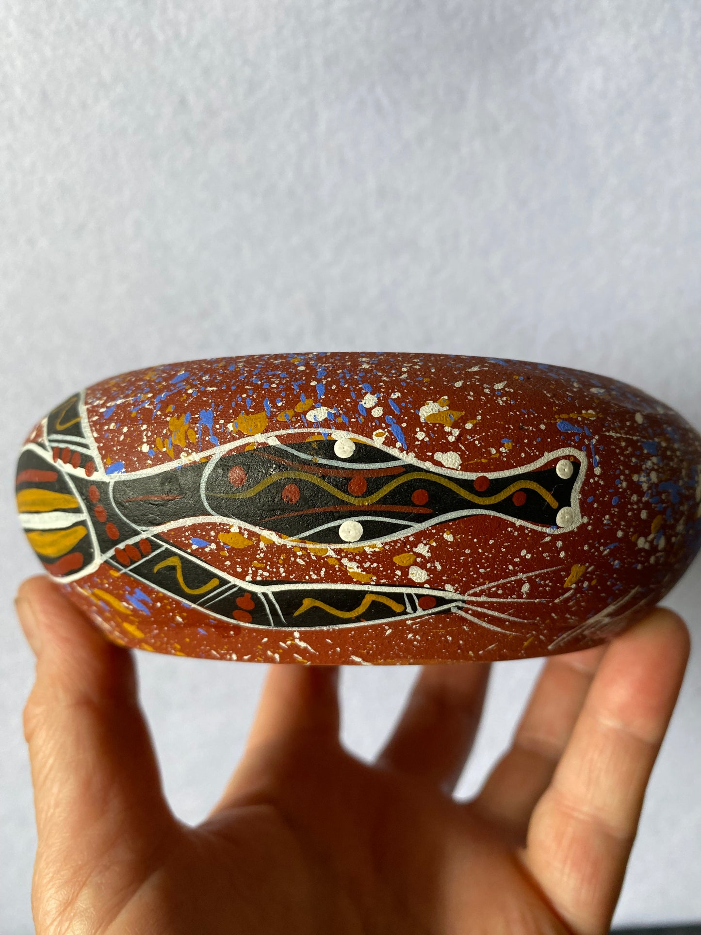 John Turnbull 1999 Aboriginal design crocodile bowl