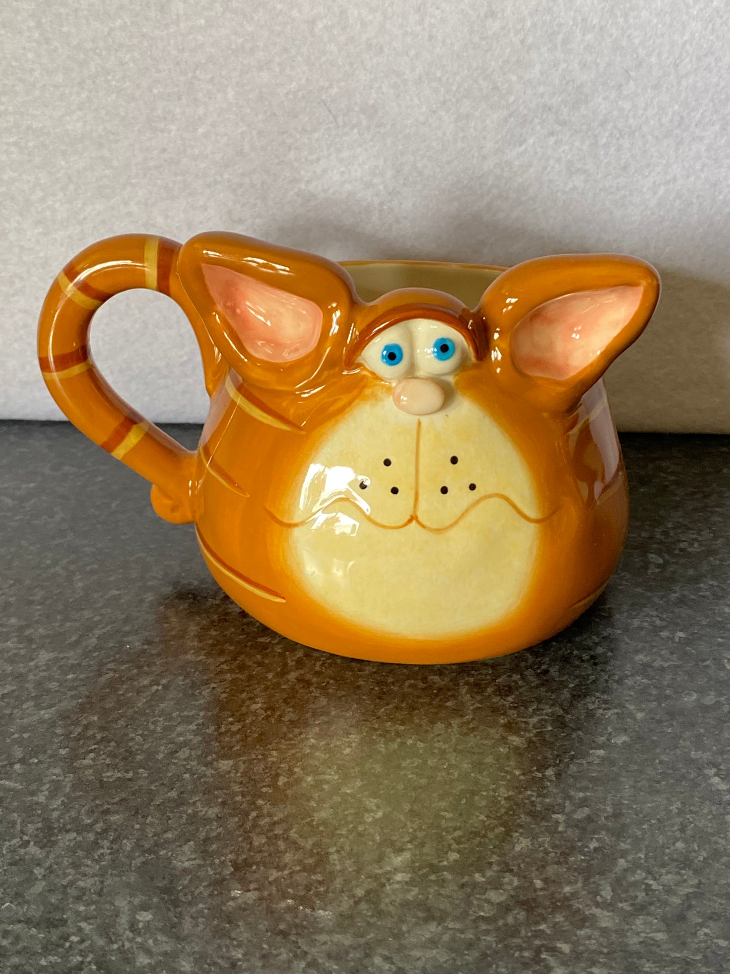Russ Berrie Orange Tabby Cat face mug designed by Douglas Harris