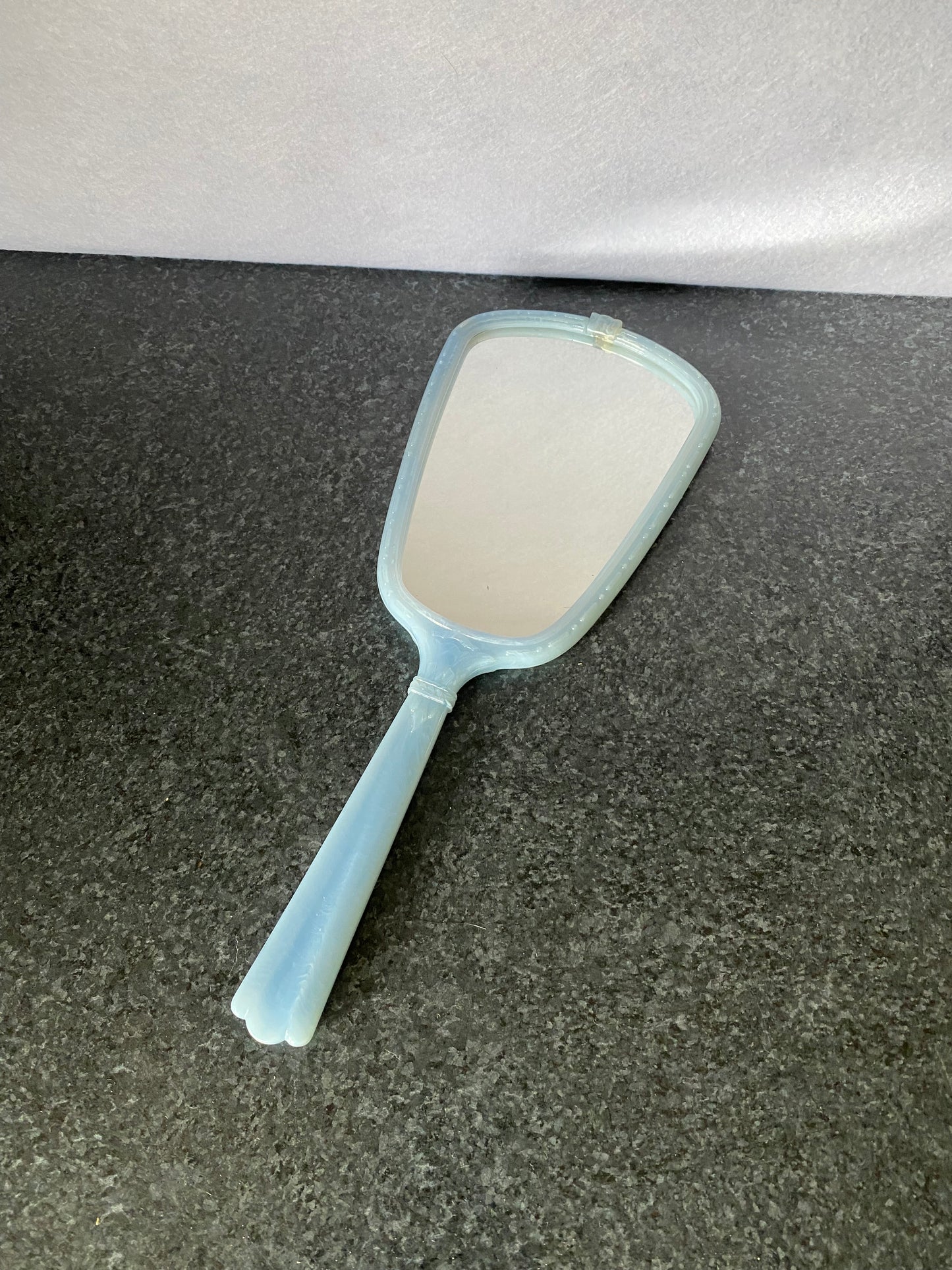 Vintage Ballerina from Swan Lake:  Blue Bakelite/Celluloid Hand mirror