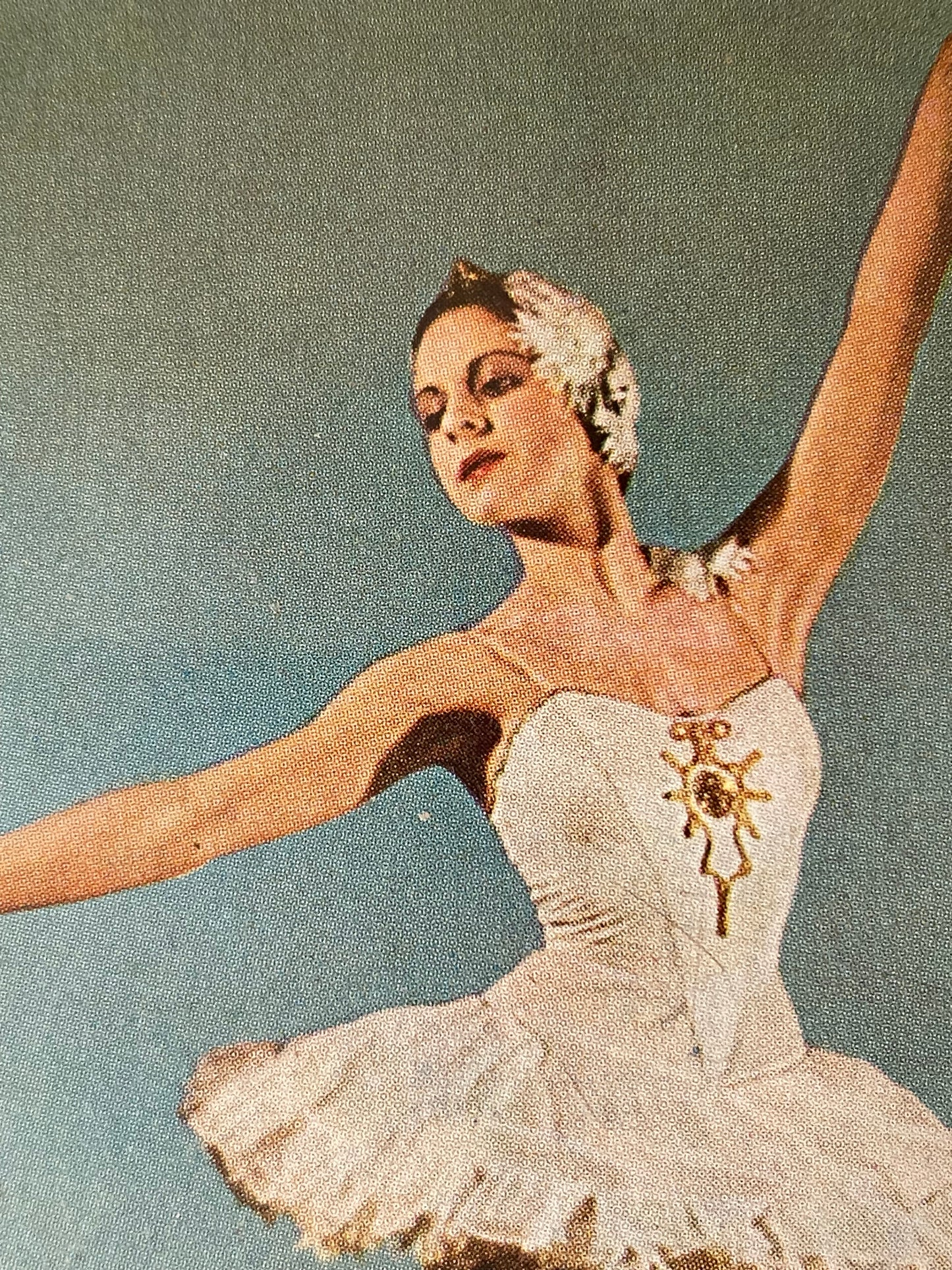 Vintage Ballerina from Swan Lake:  Blue Bakelite/Celluloid Hand mirror