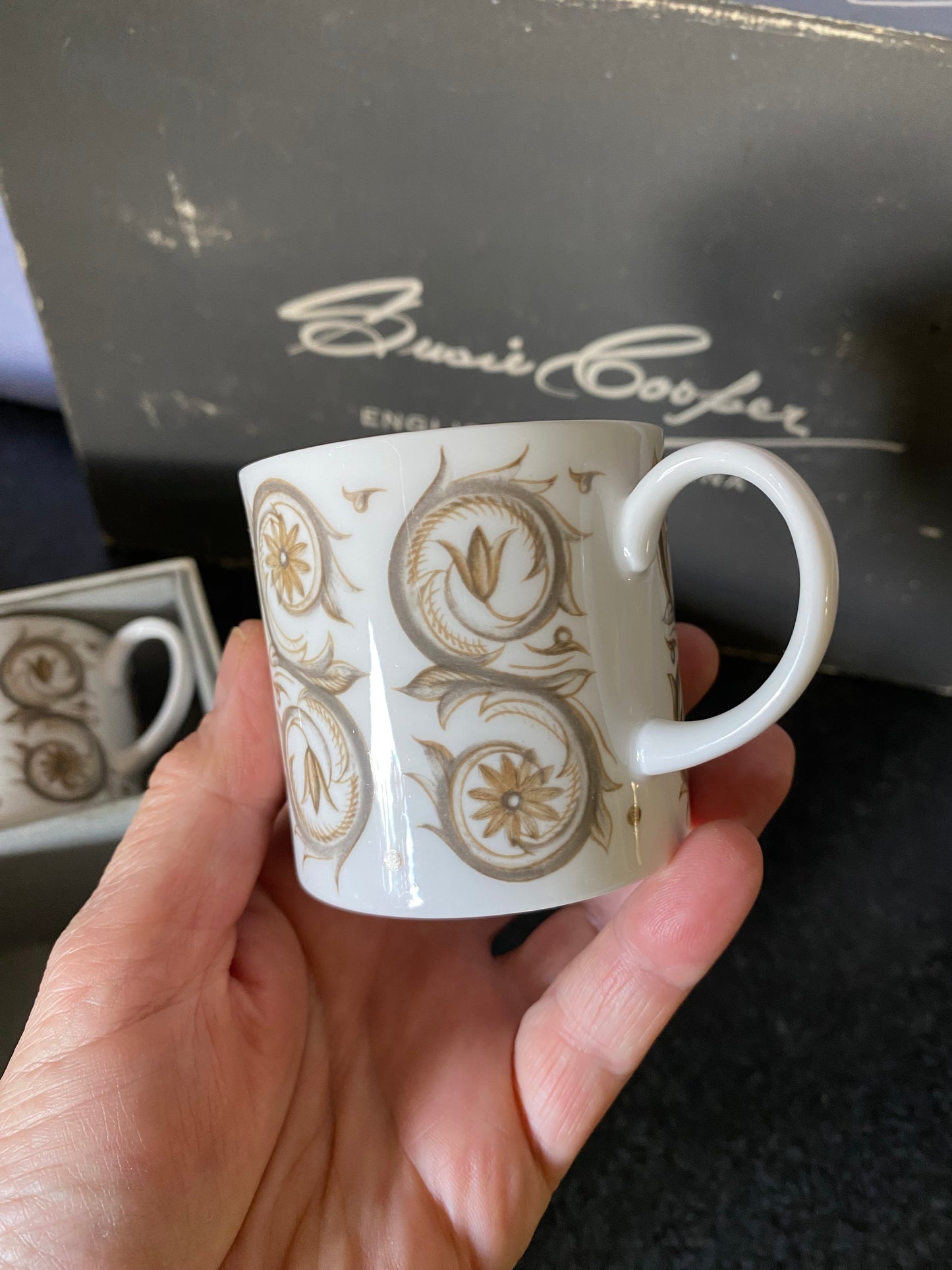 Susie Cooper Fine Bone China Venetia c 2039 box set of six cups and saucers