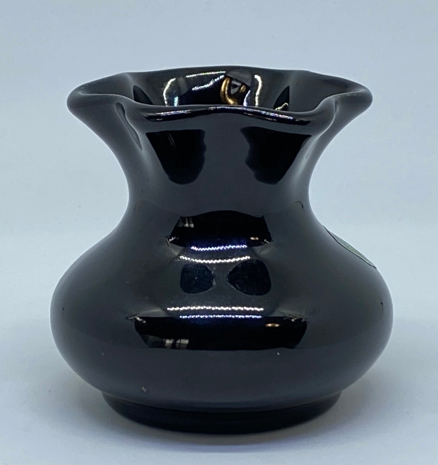 RARE Rosedale Ware pottery vase with original sticker - black glossy glaze
