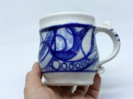 Eileen Brooker Tasmania - Pottery Mug with cobalt blue abstract design