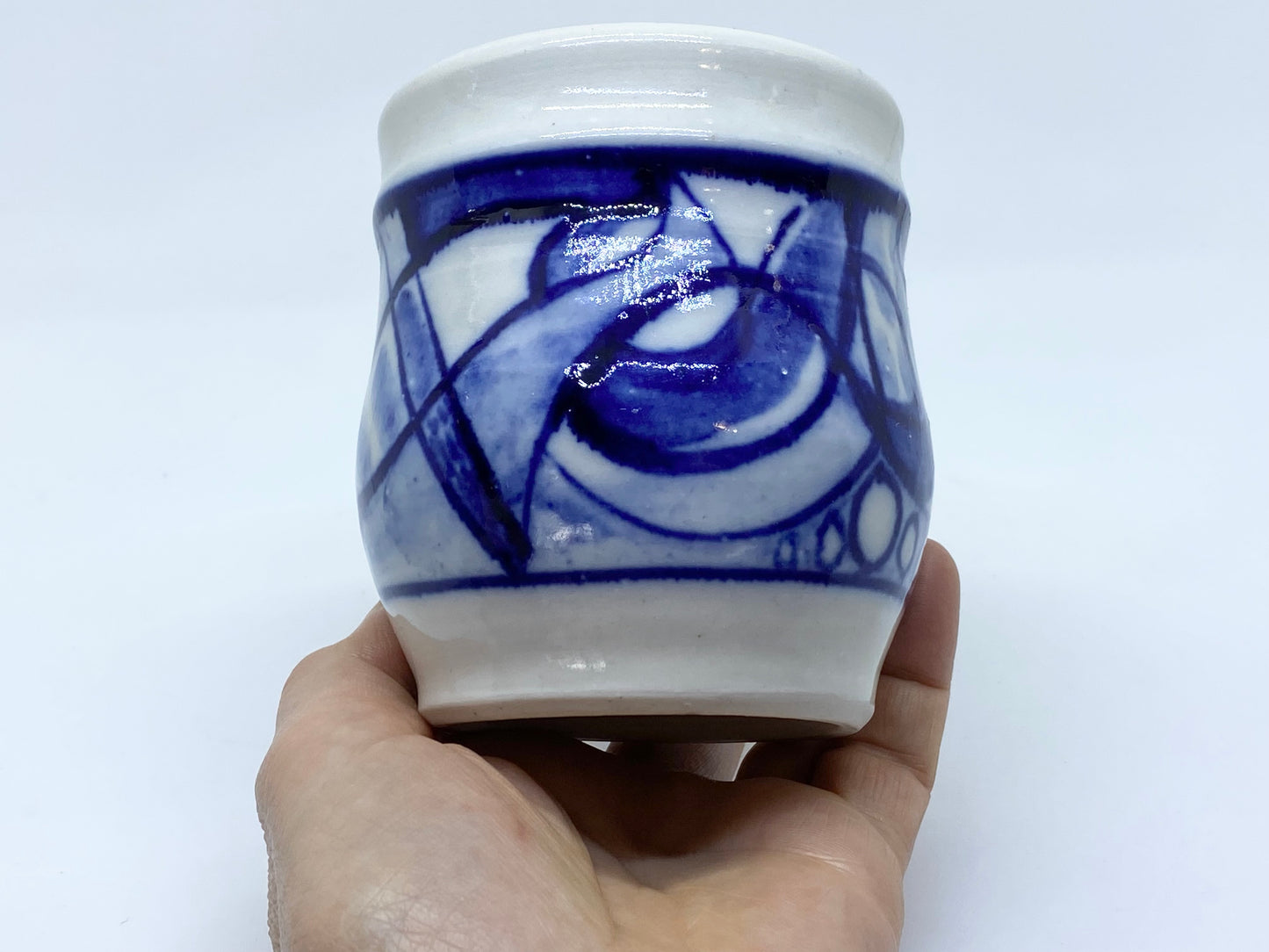 Eileen Brooker Tasmania - Pottery Mug with cobalt blue abstract design